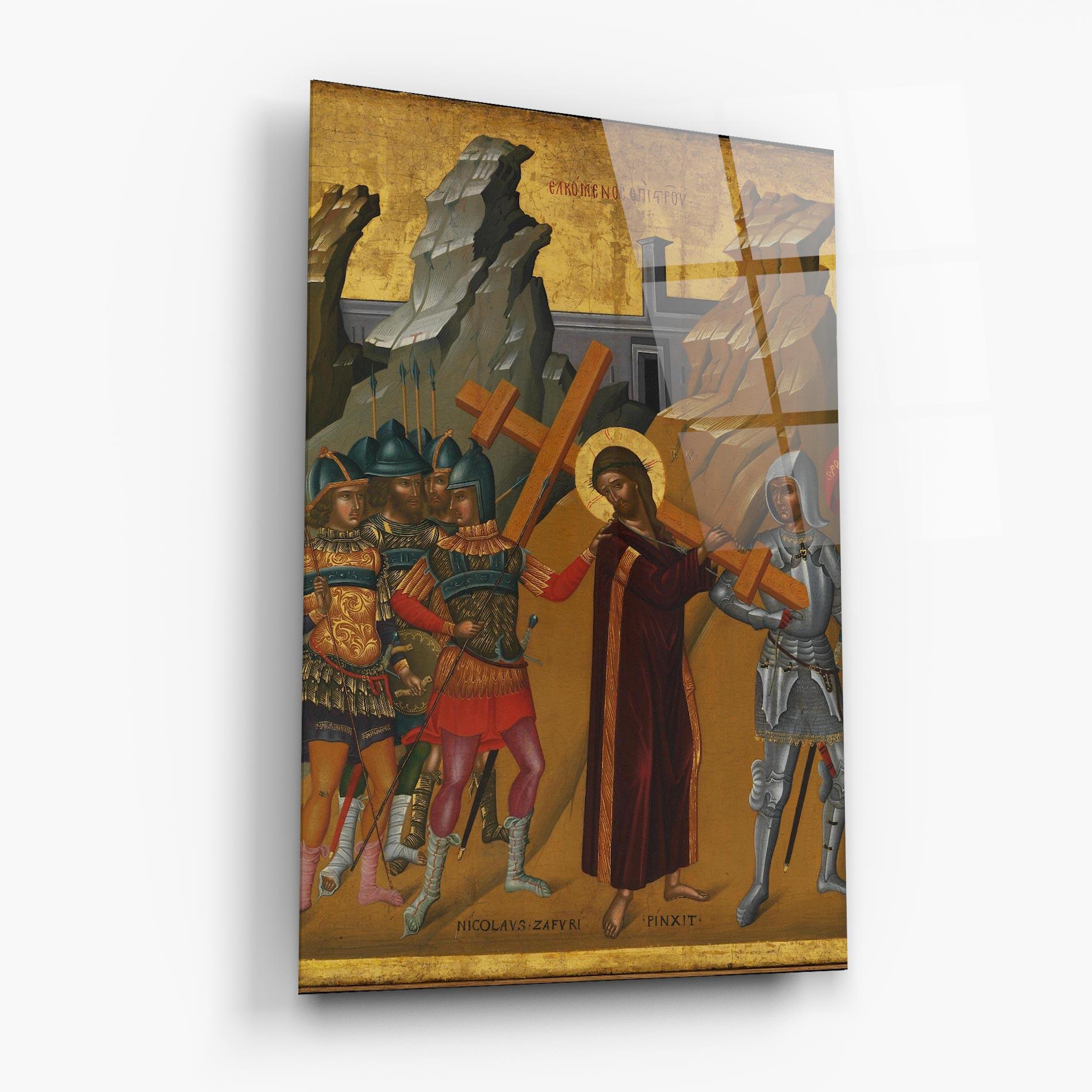 Glasbild Walking With Cross mockup 6