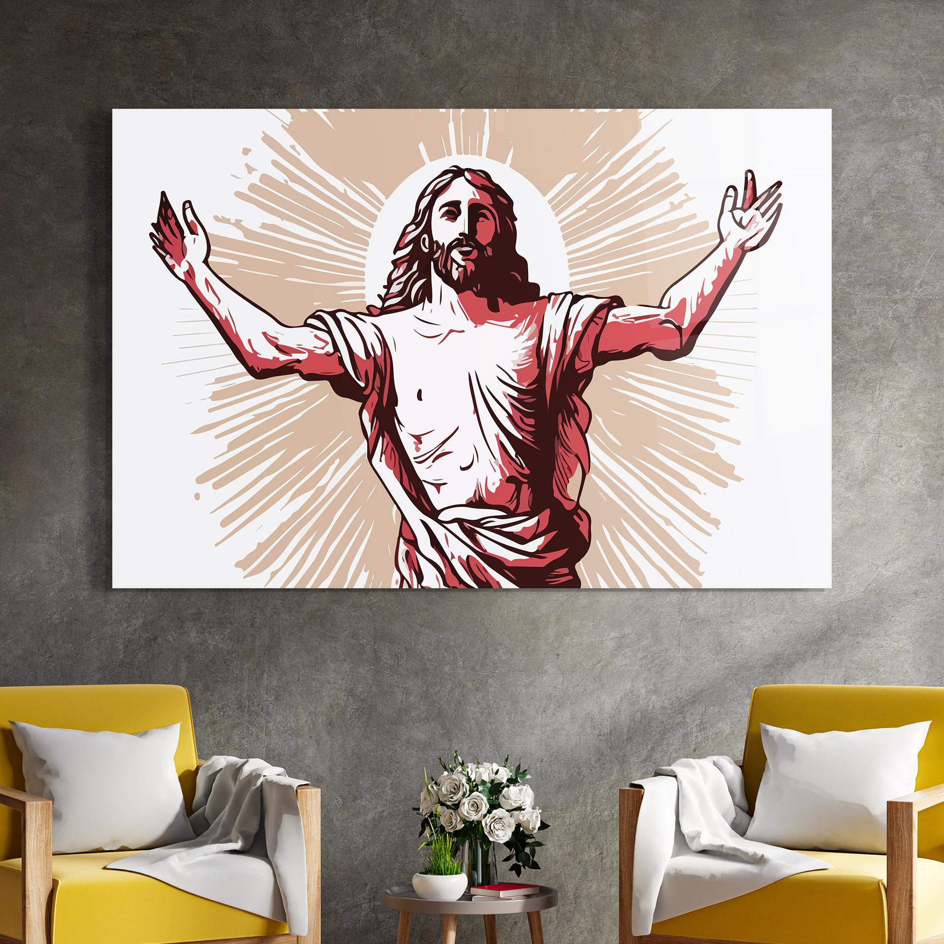Glasbild Artistic Jesus mockup 4