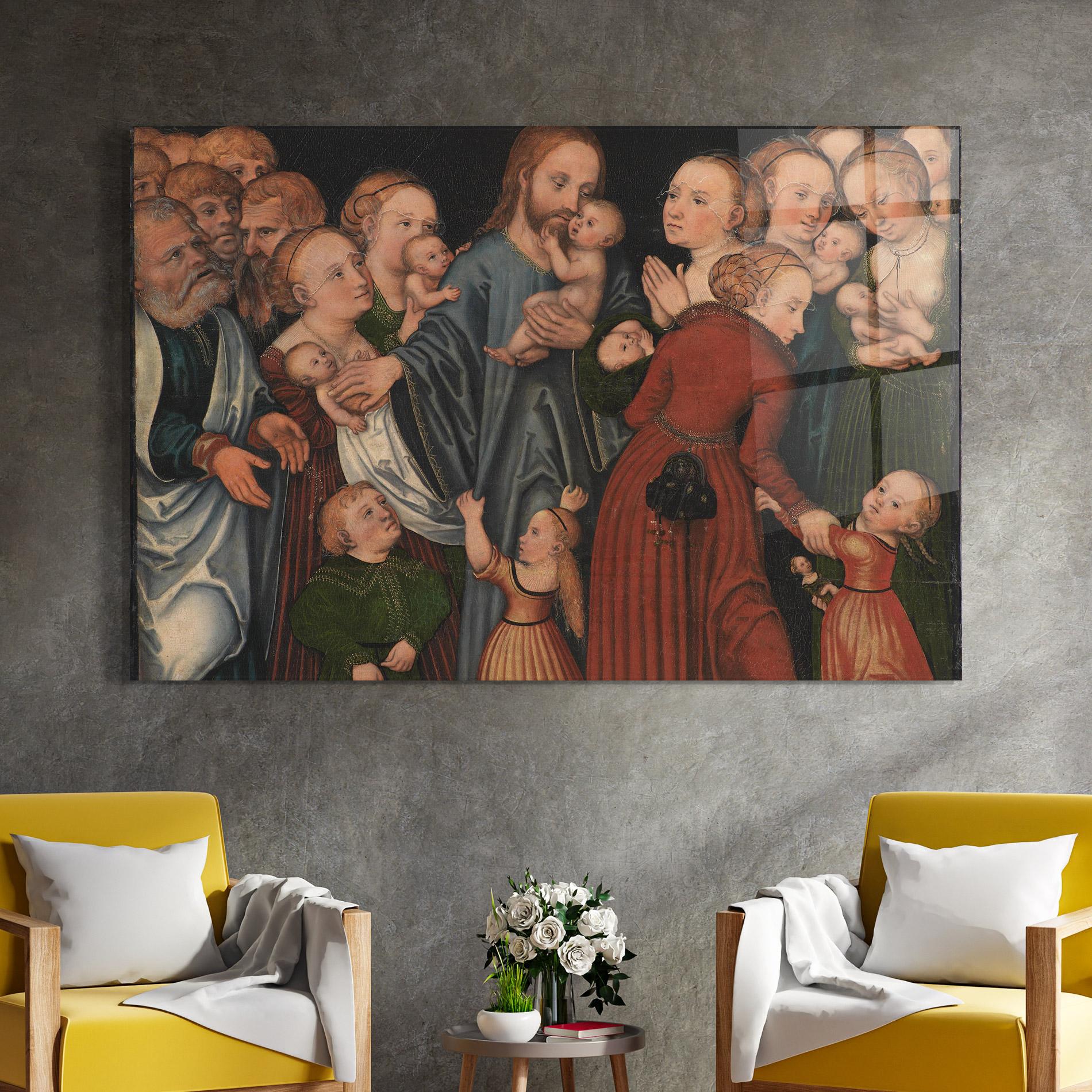 Glasbild Jesus Old Art mockup 4