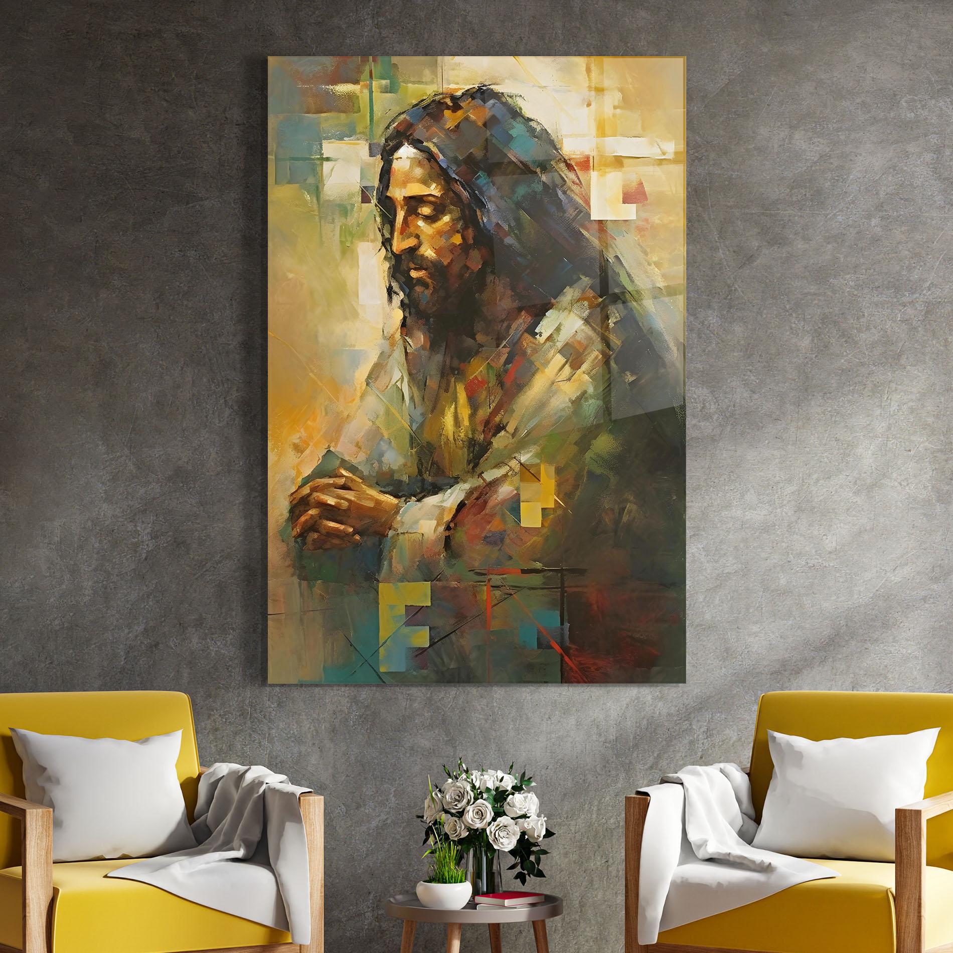 Glasbild Christ Painting Art mockup 4