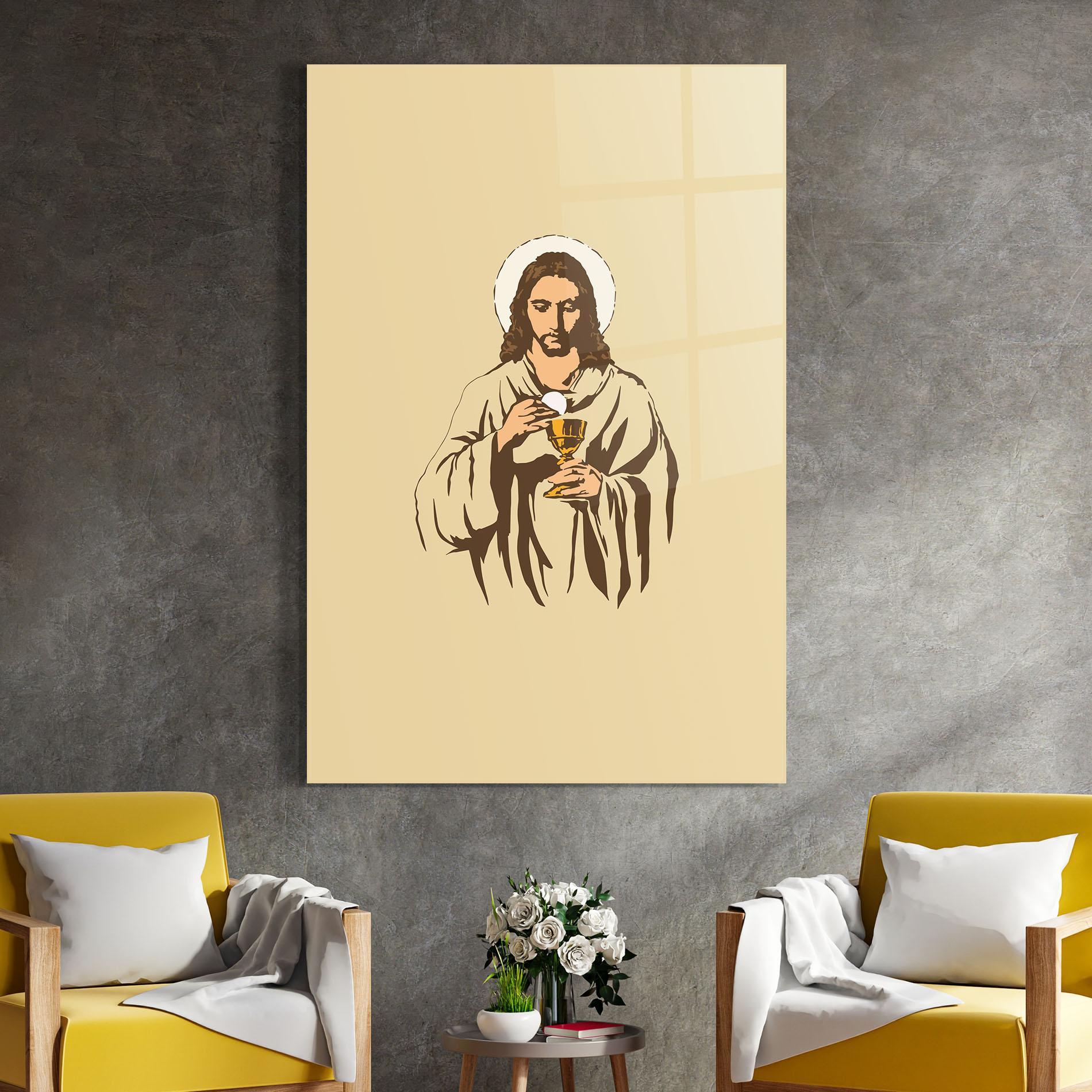 Glasbild Cream Jesus mockup 4