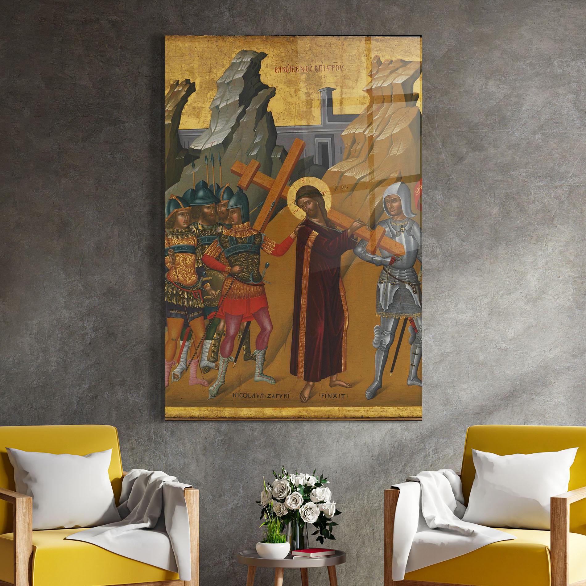 Glasbild Walking With Cross mockup 4