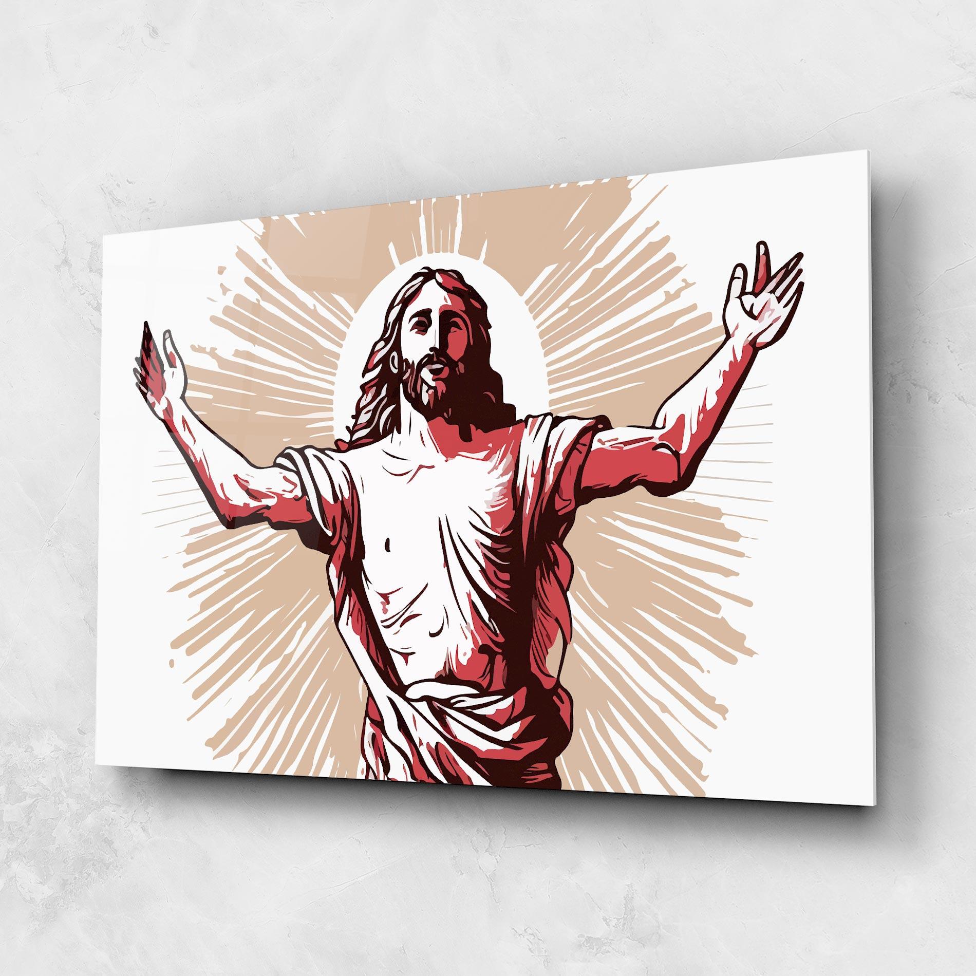 Glasbild Artistic Jesus mockup 1