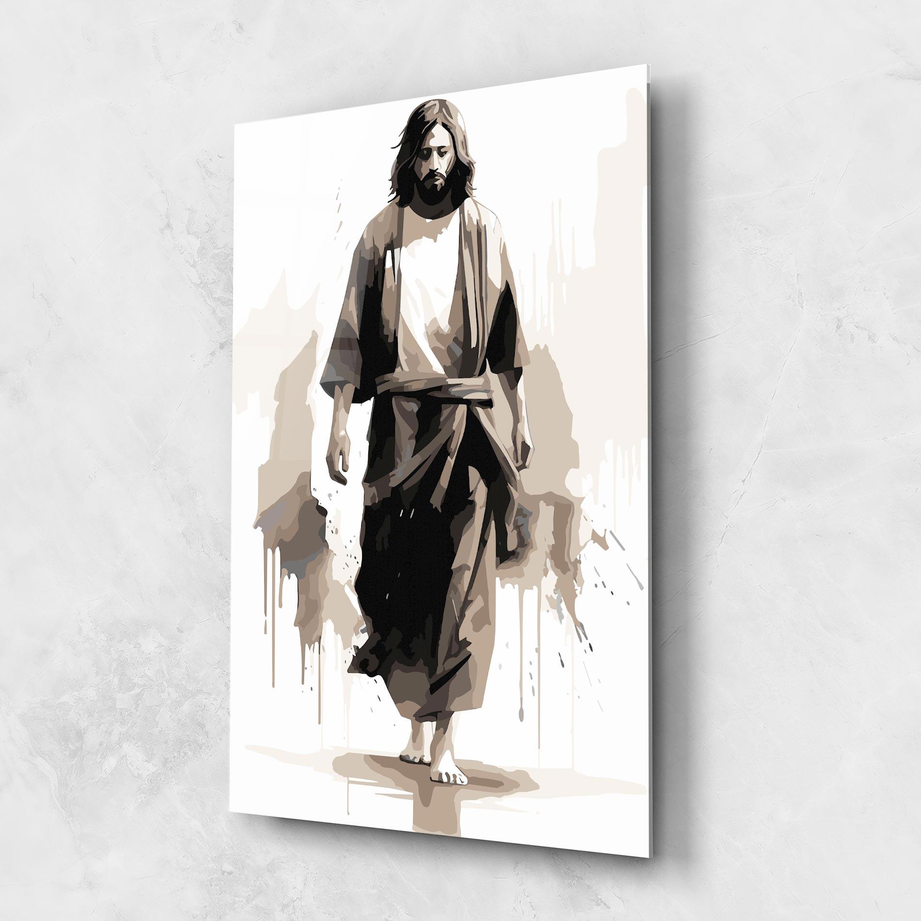 Glasbild Cream Art Jesus mockup 1