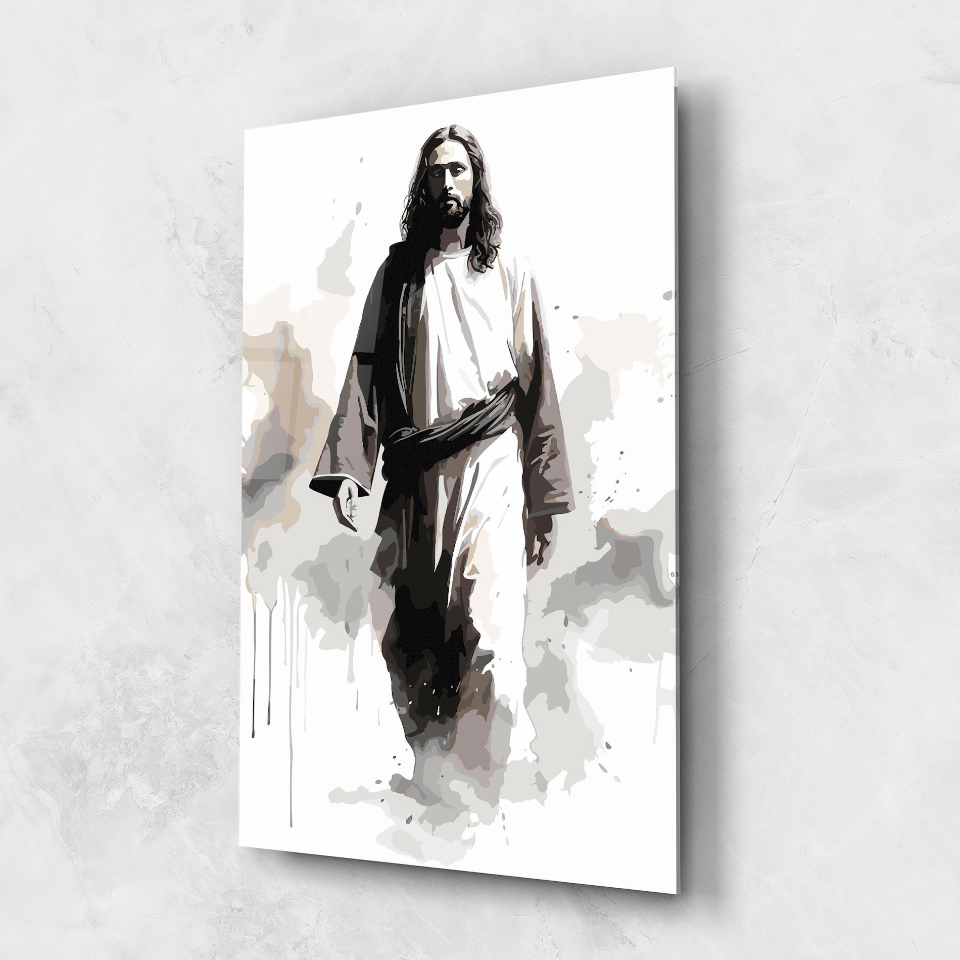 Glasbild Watercolor Jesus mockup 1