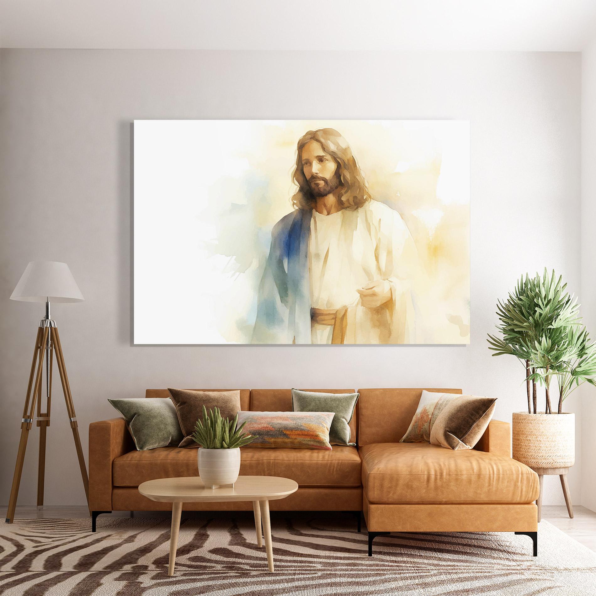 Glasbild Jesus Light Art mockup 7