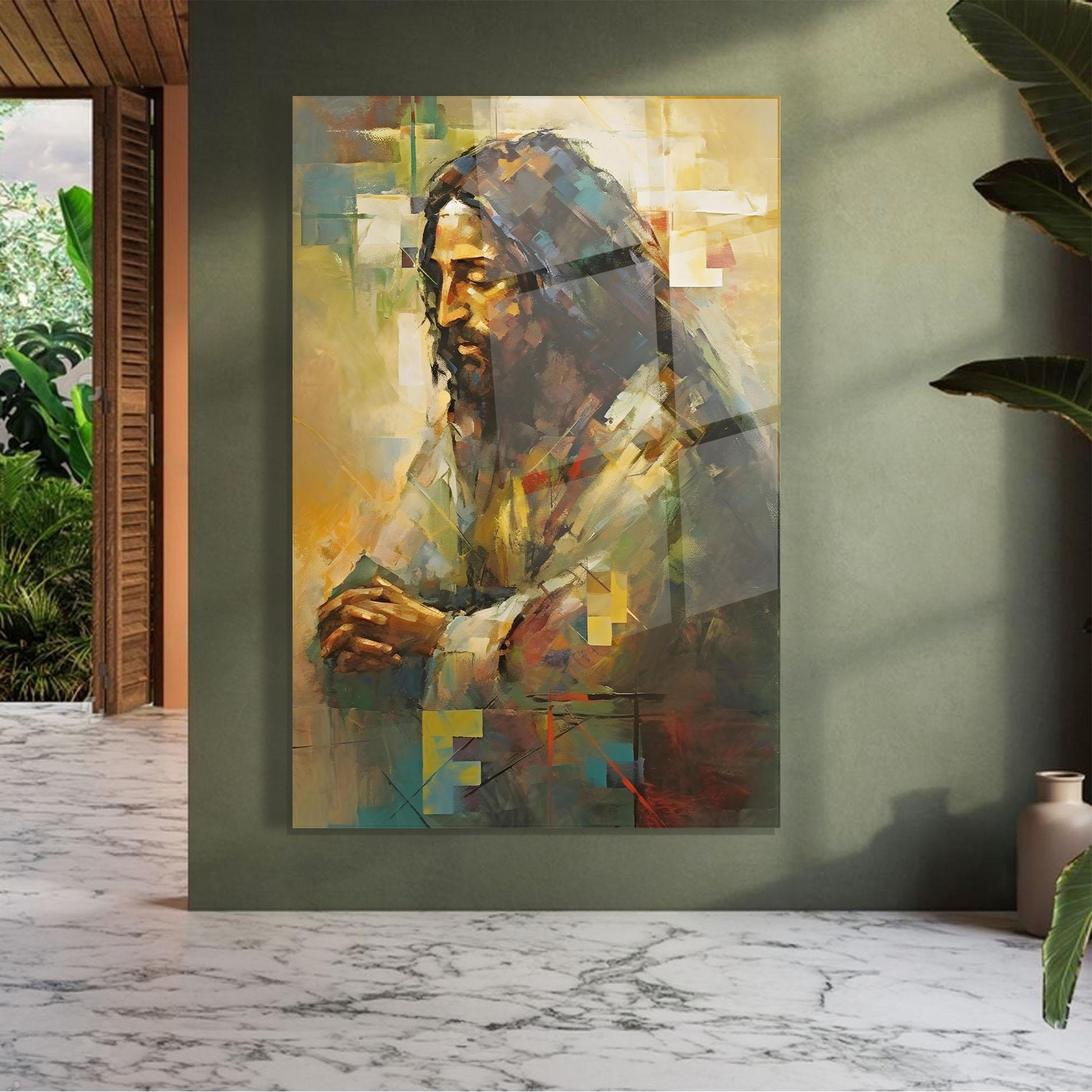 Glasbild Christ Painting Art mockup 7
