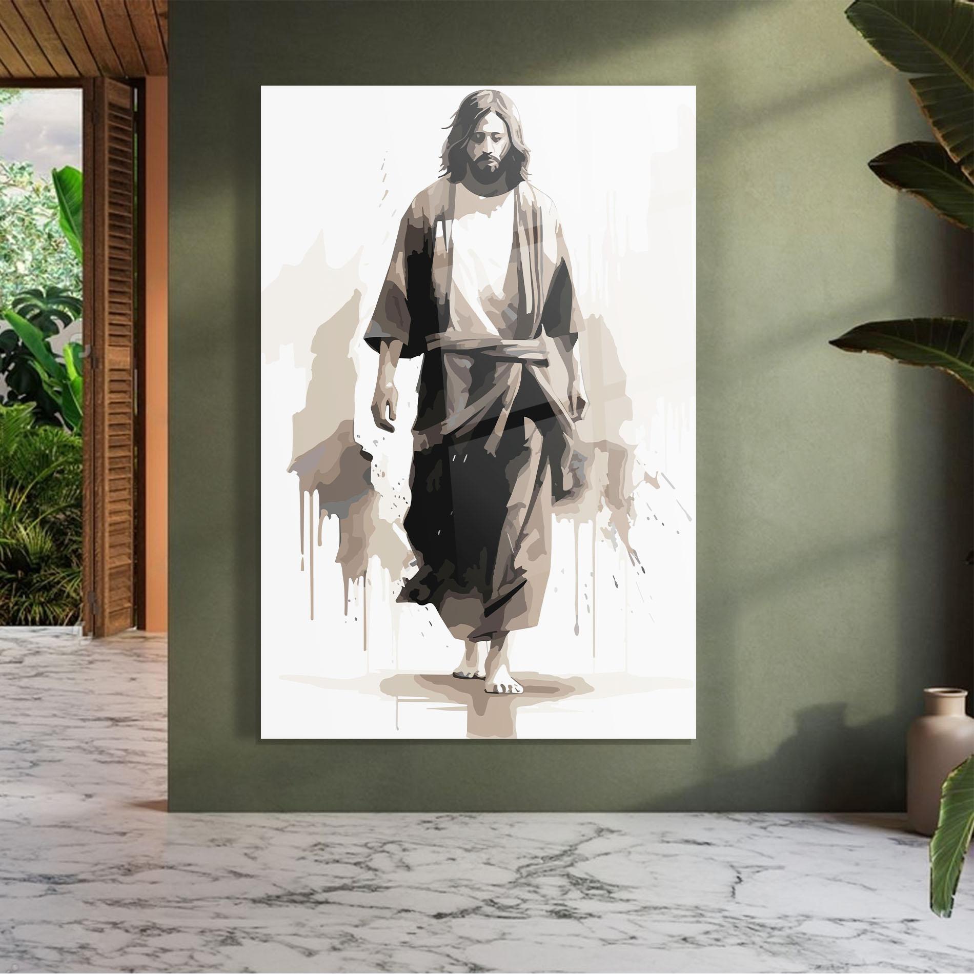 Glasbild Cream Art Jesus mockup 7