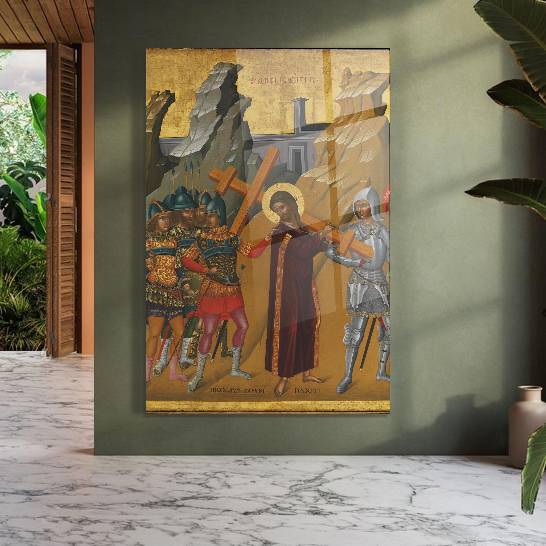 Glasbild Walking With Cross mockup 7