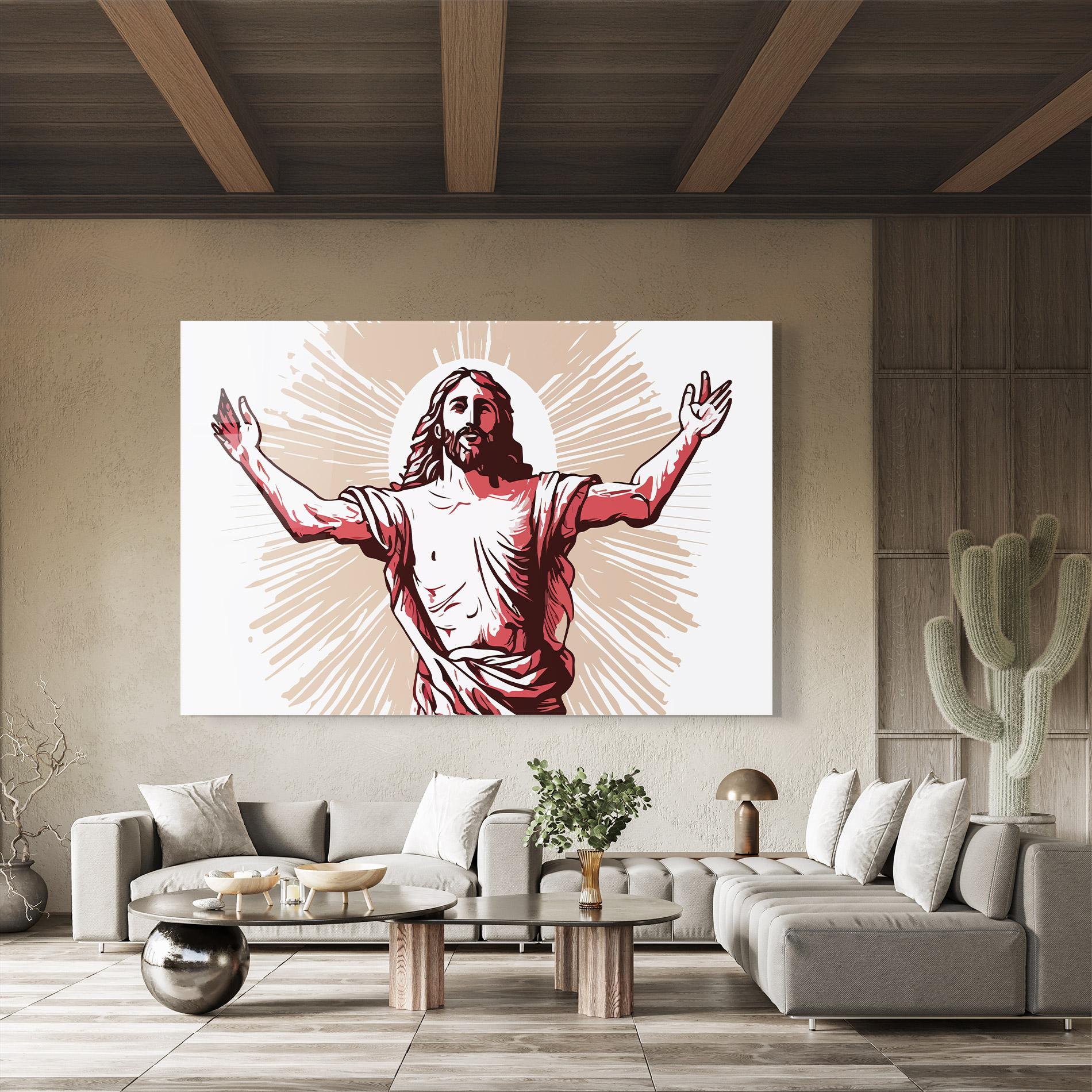 Glasbild Artistic Jesus mockup 8