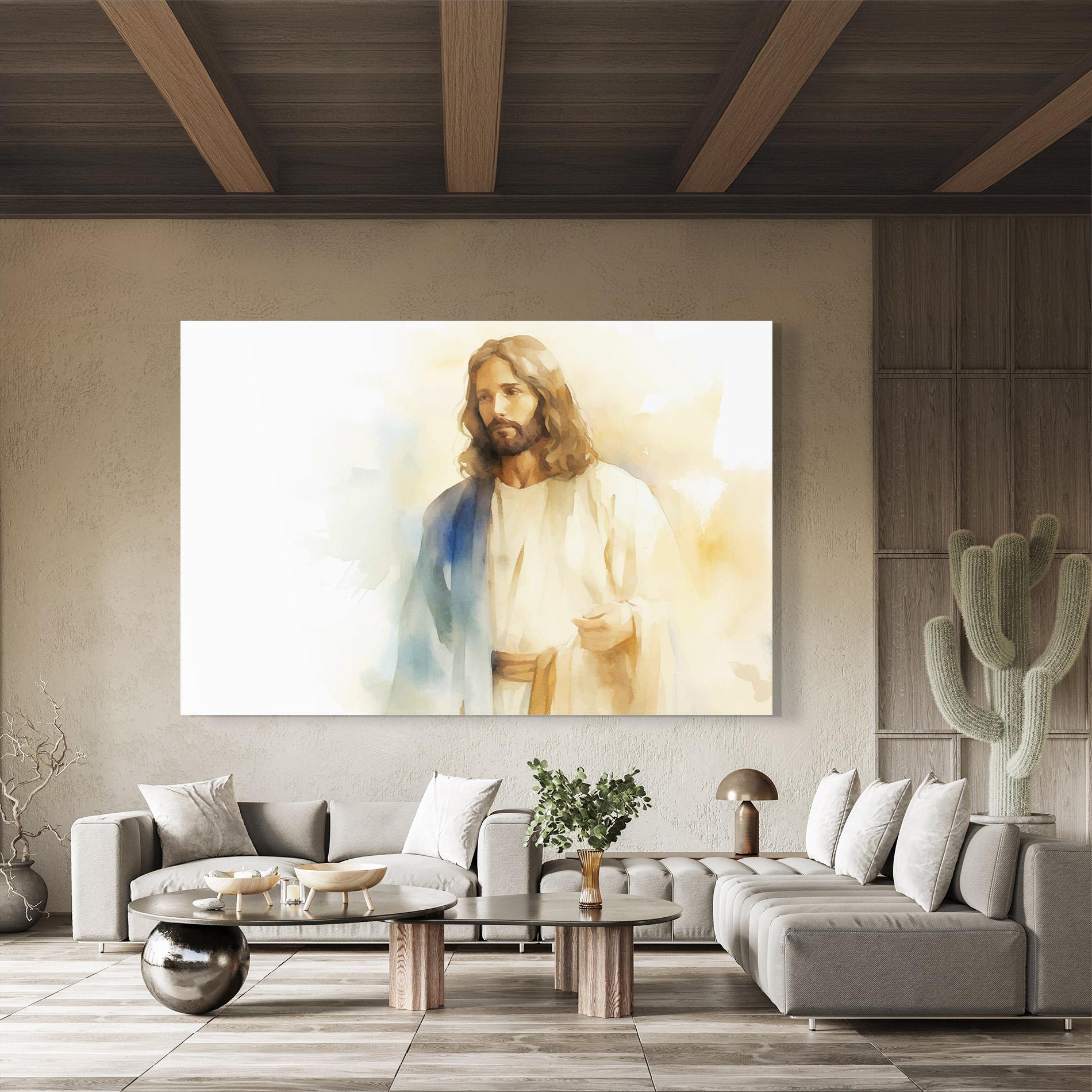 Glasbild Jesus Light Art mockup 8