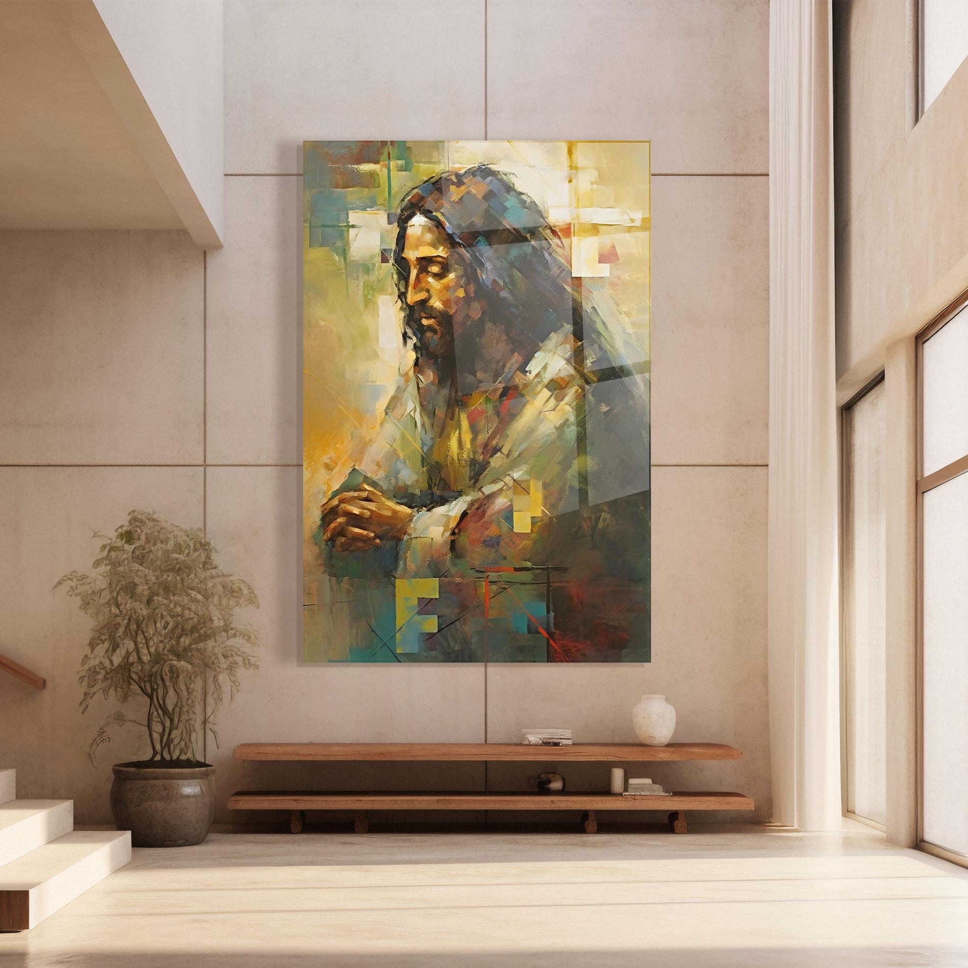 Glasbild Christ Painting Art mockup 8