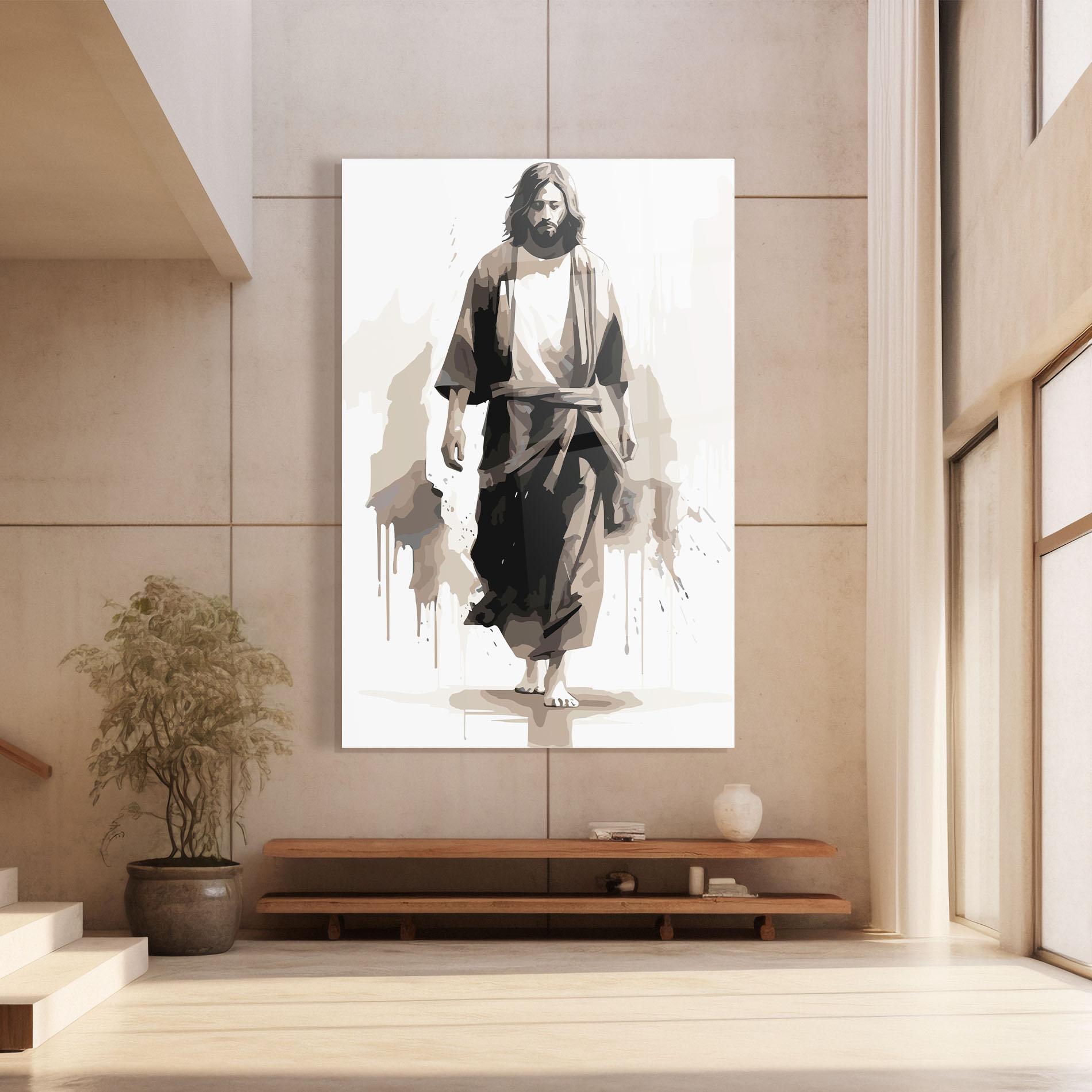 Glasbild Cream Art Jesus mockup 8