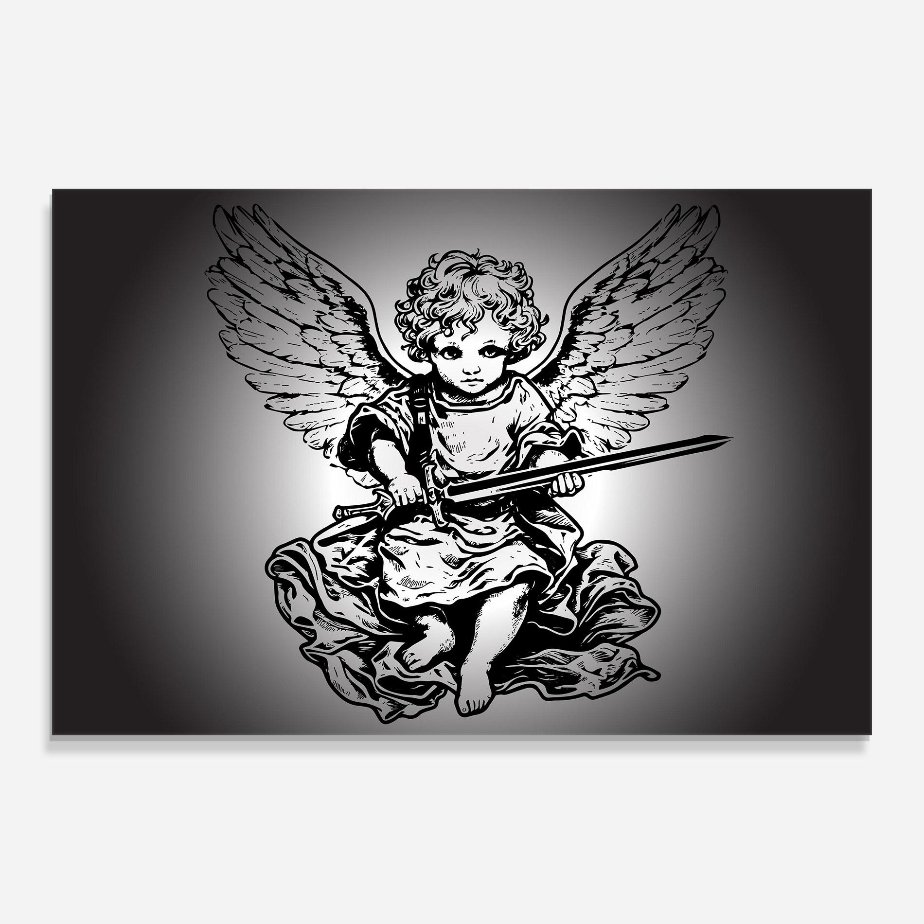 Glasbild Angel Sword mockup 0
