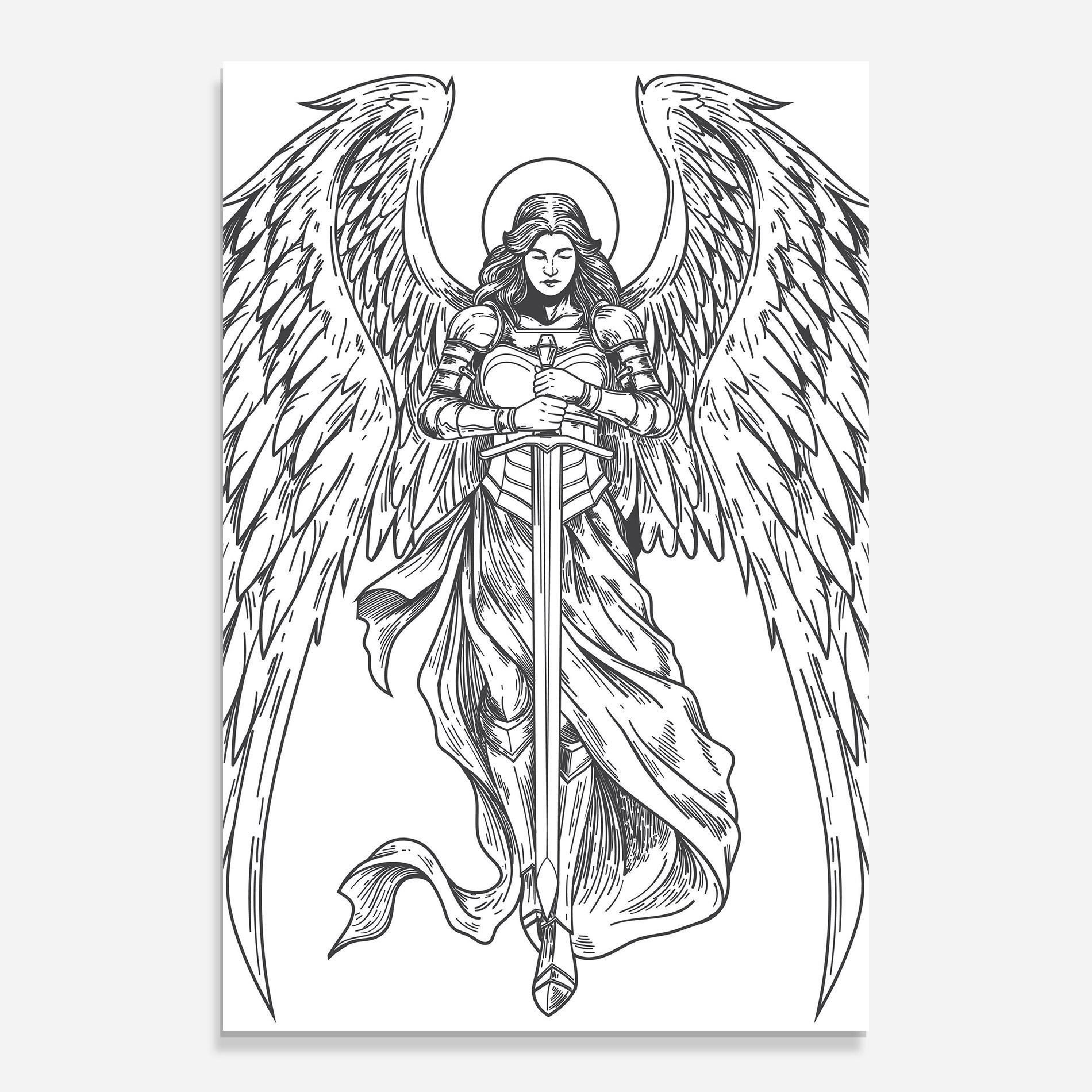 Glasbild Grey Line Angel mockup 0