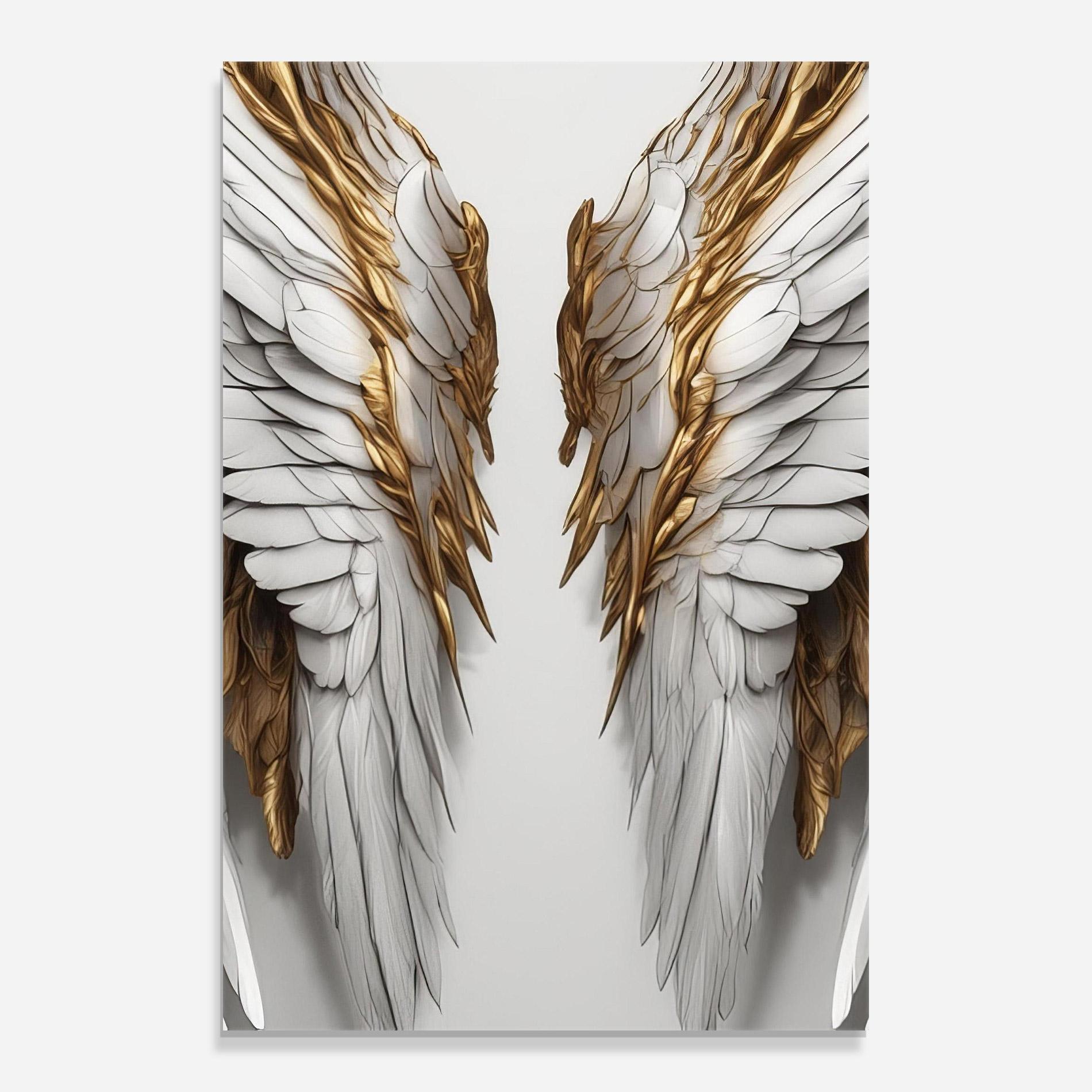 Glasbild Realistic Gold Angel Wings mockup 0
