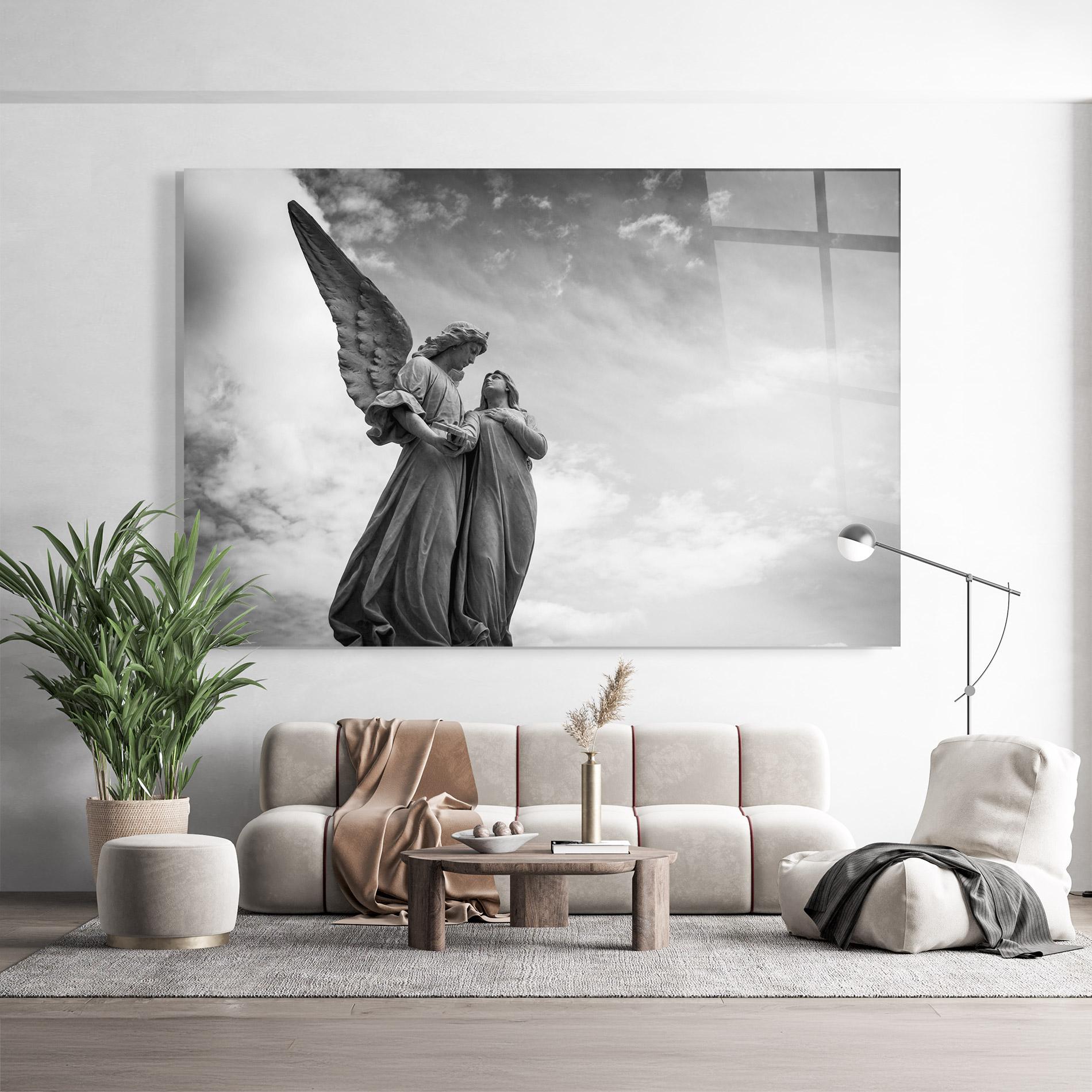 Glasbild Grey Stone Angels mockup 9