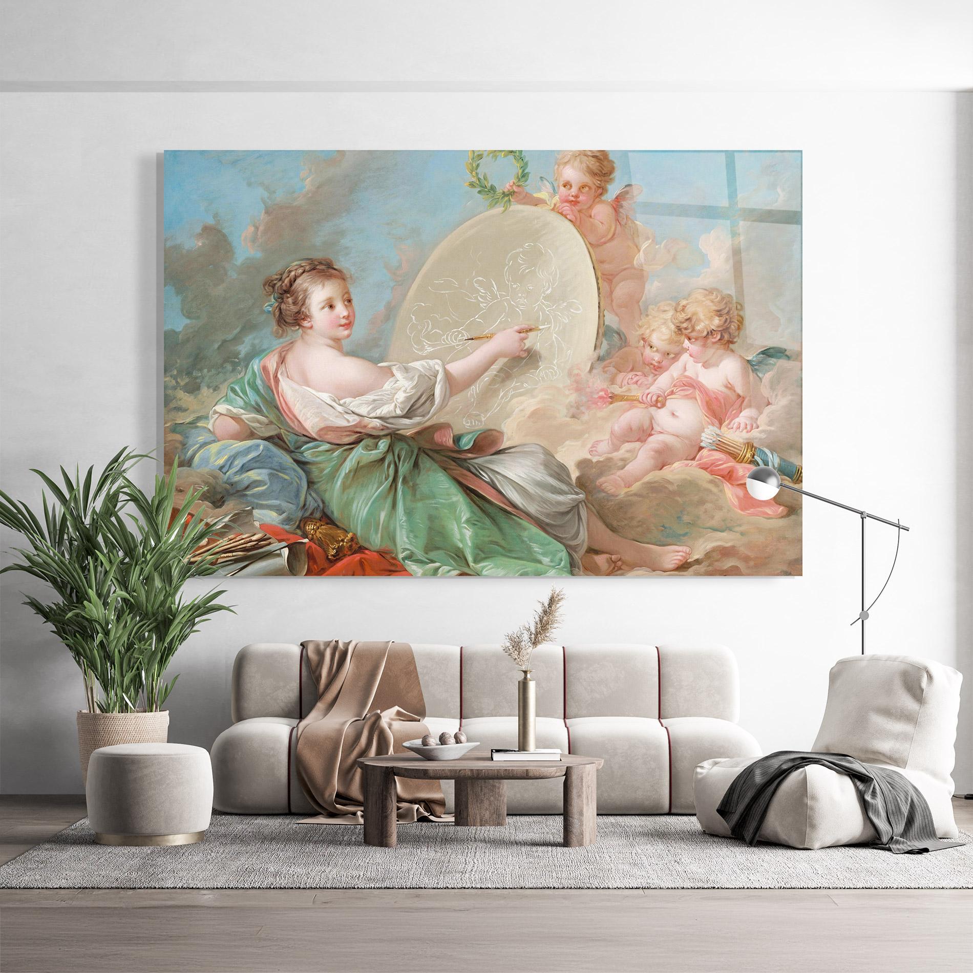 Glasbild Painting Cute Angels mockup 9