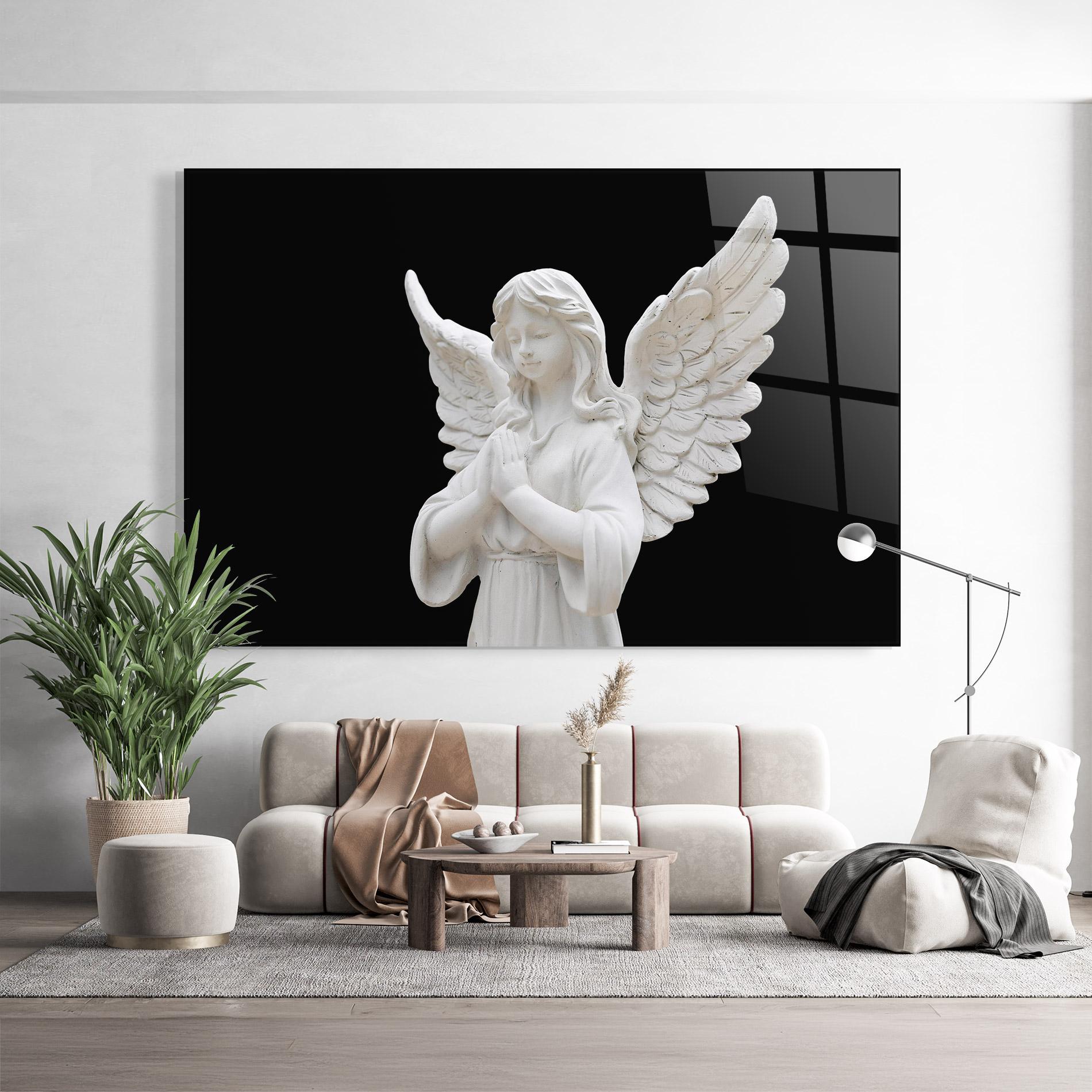 Glasbild Pretty Angel Statues mockup 9