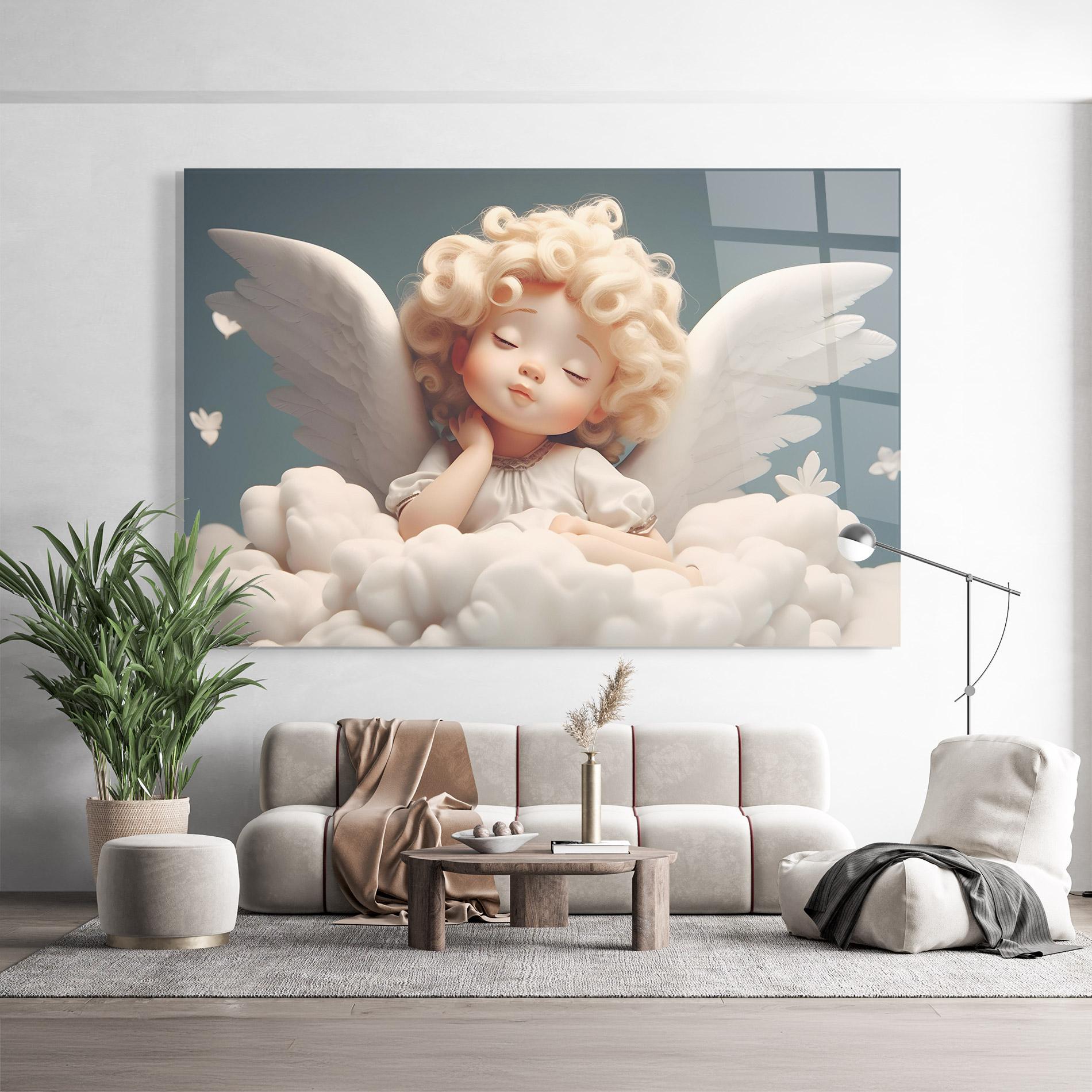 Glasbild Statue Baby Angel mockup 9