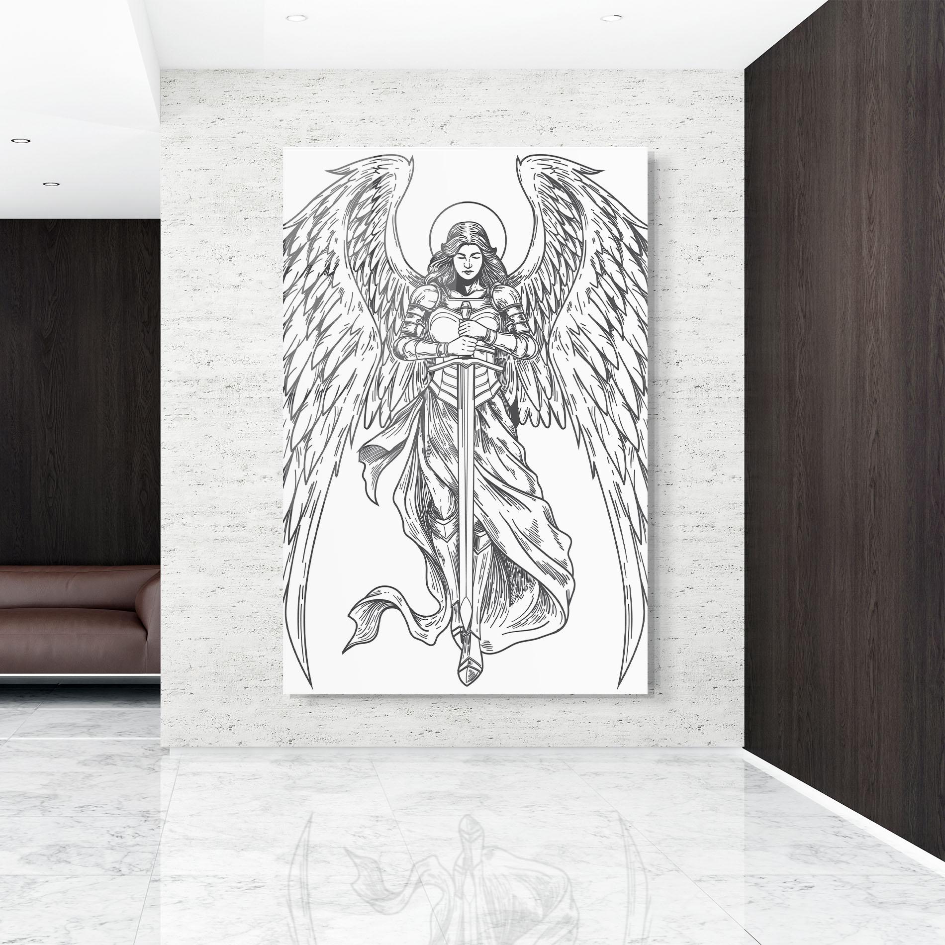 Glasbild Grey Line Angel mockup 9