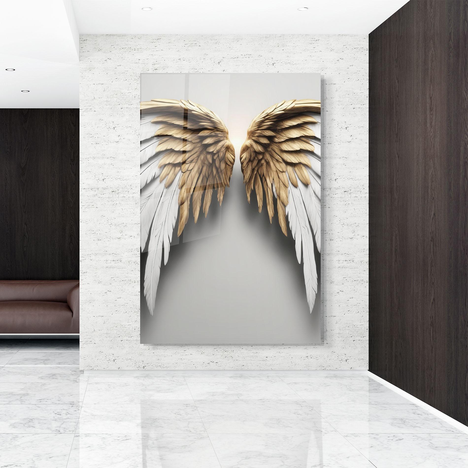 Glasbild Realistic Angel Wings mockup 9