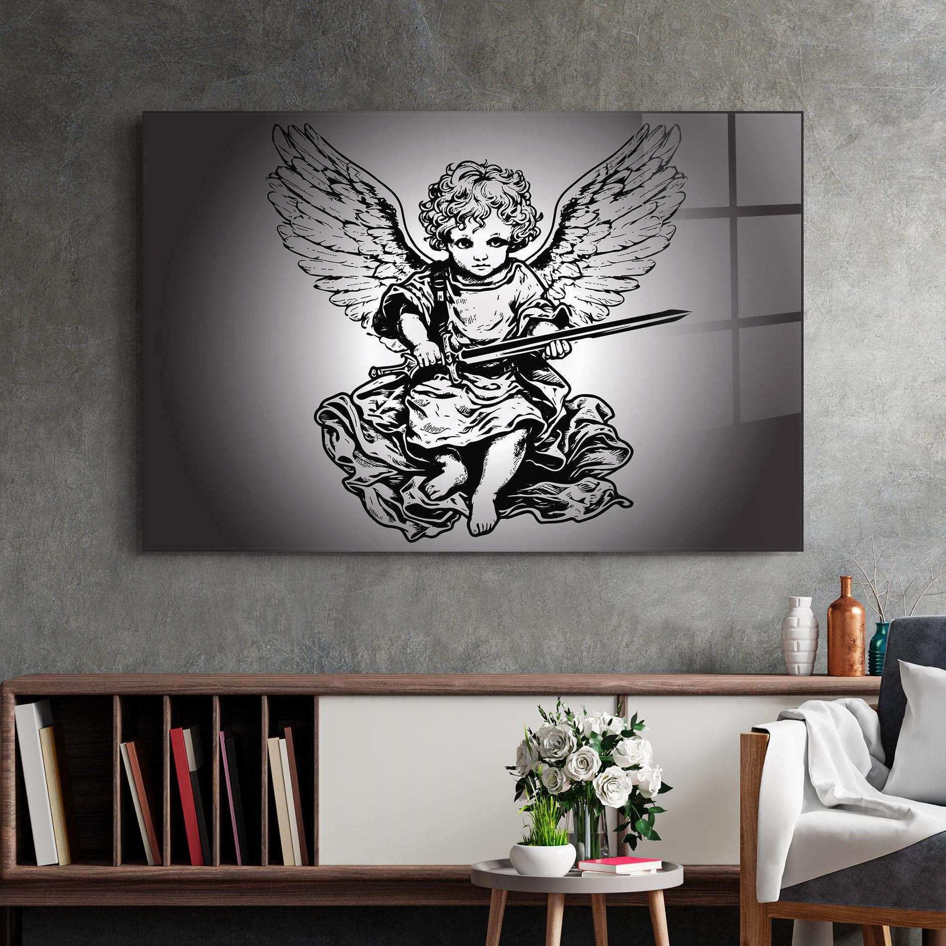 Glasbild Angel Sword mockup 2