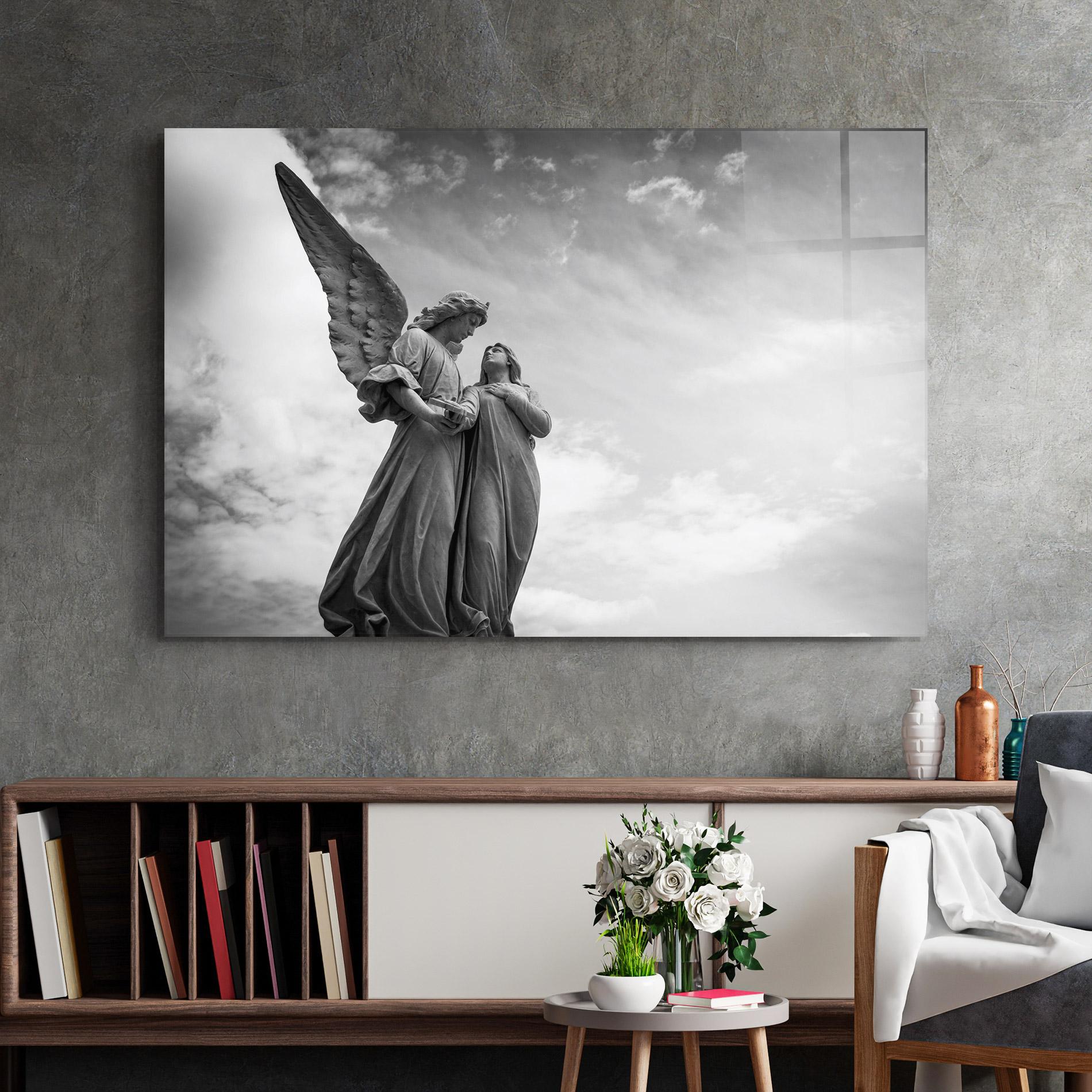 Glasbild Grey Stone Angels mockup 2