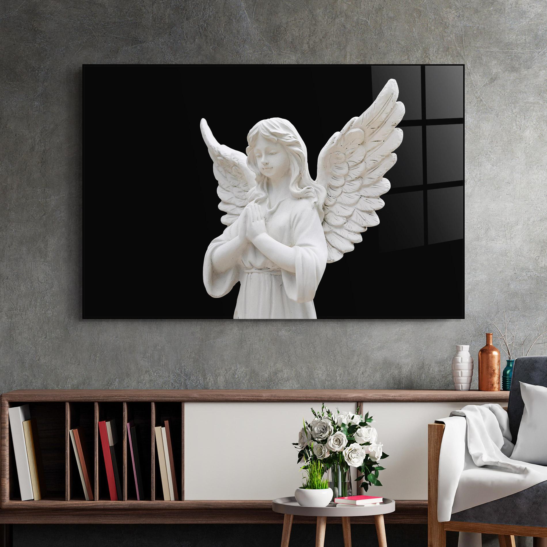Glasbild Pretty Angel Statues mockup 2
