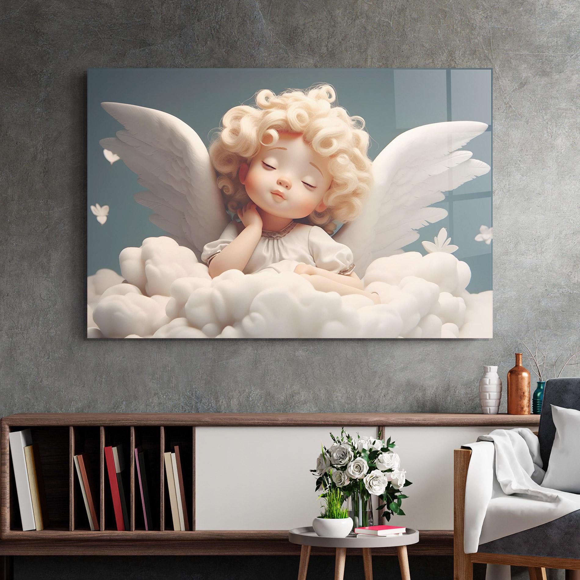Glasbild Statue Baby Angel mockup 2