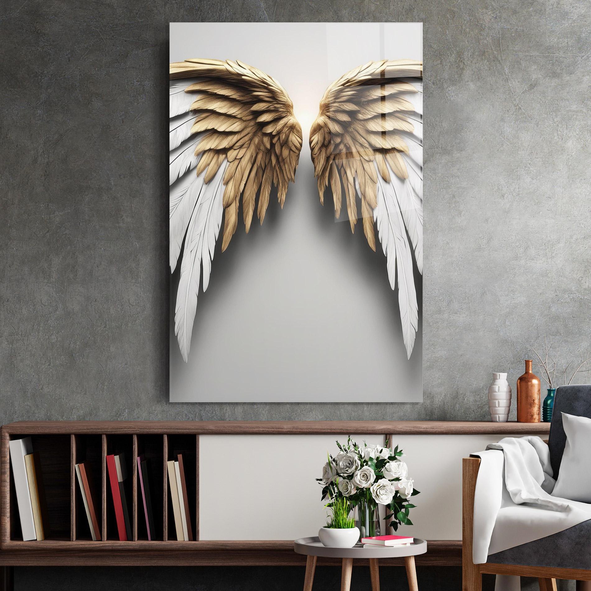 Glasbild Realistic Angel Wings mockup 2