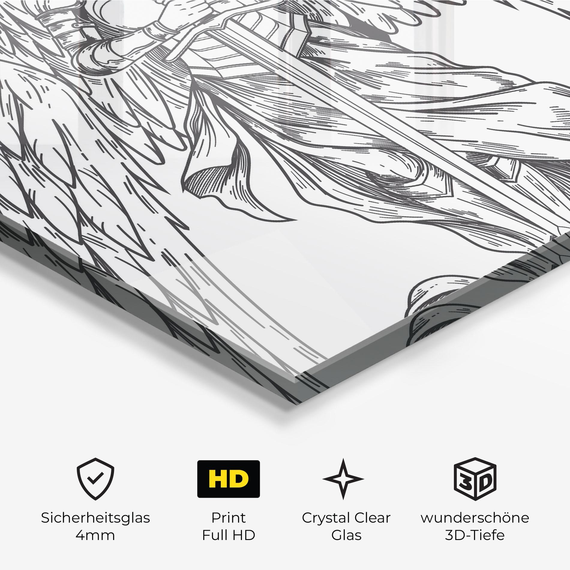 Glasbild Grey Line Angel mockup 3