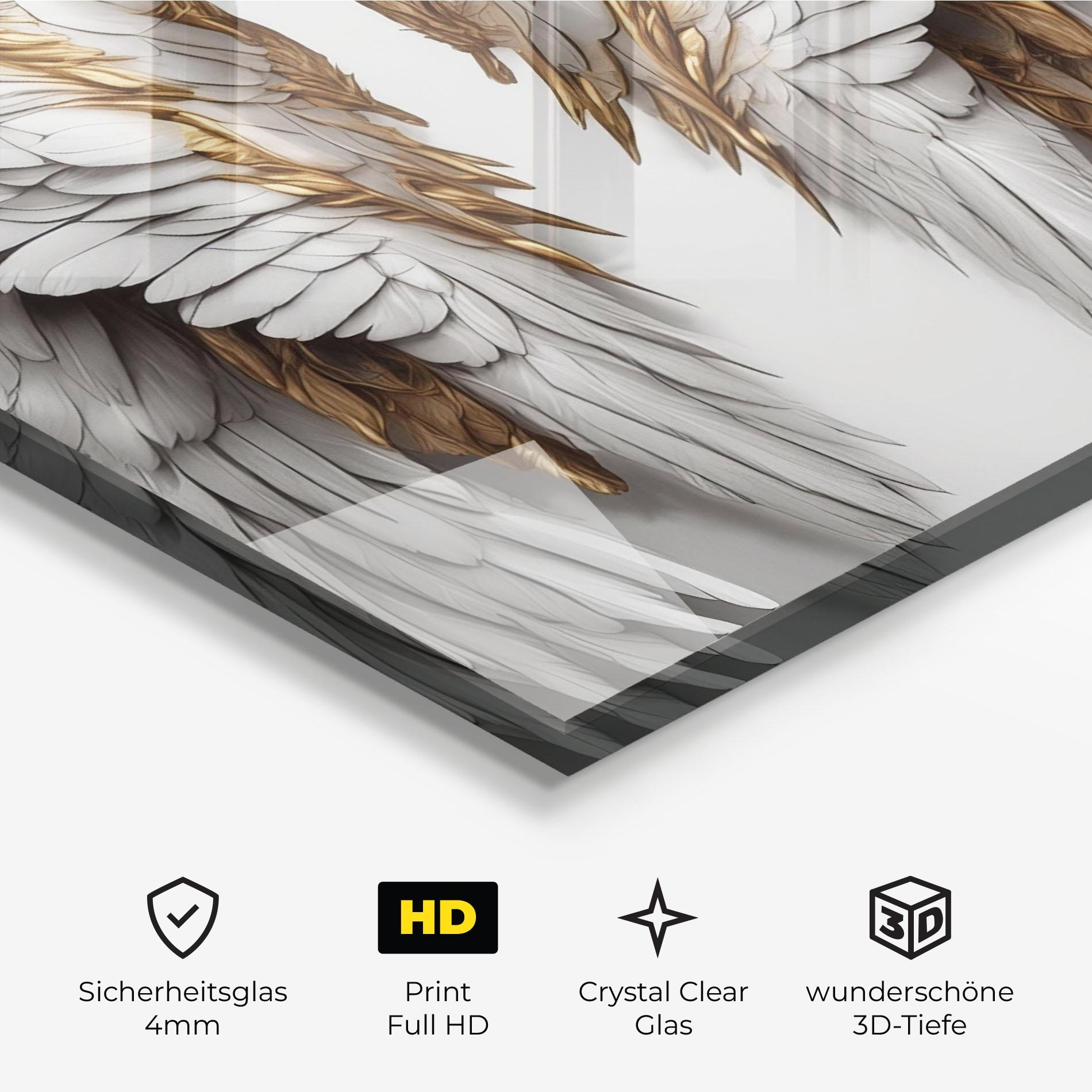 Glasbild Realistic Gold Angel Wings mockup 3