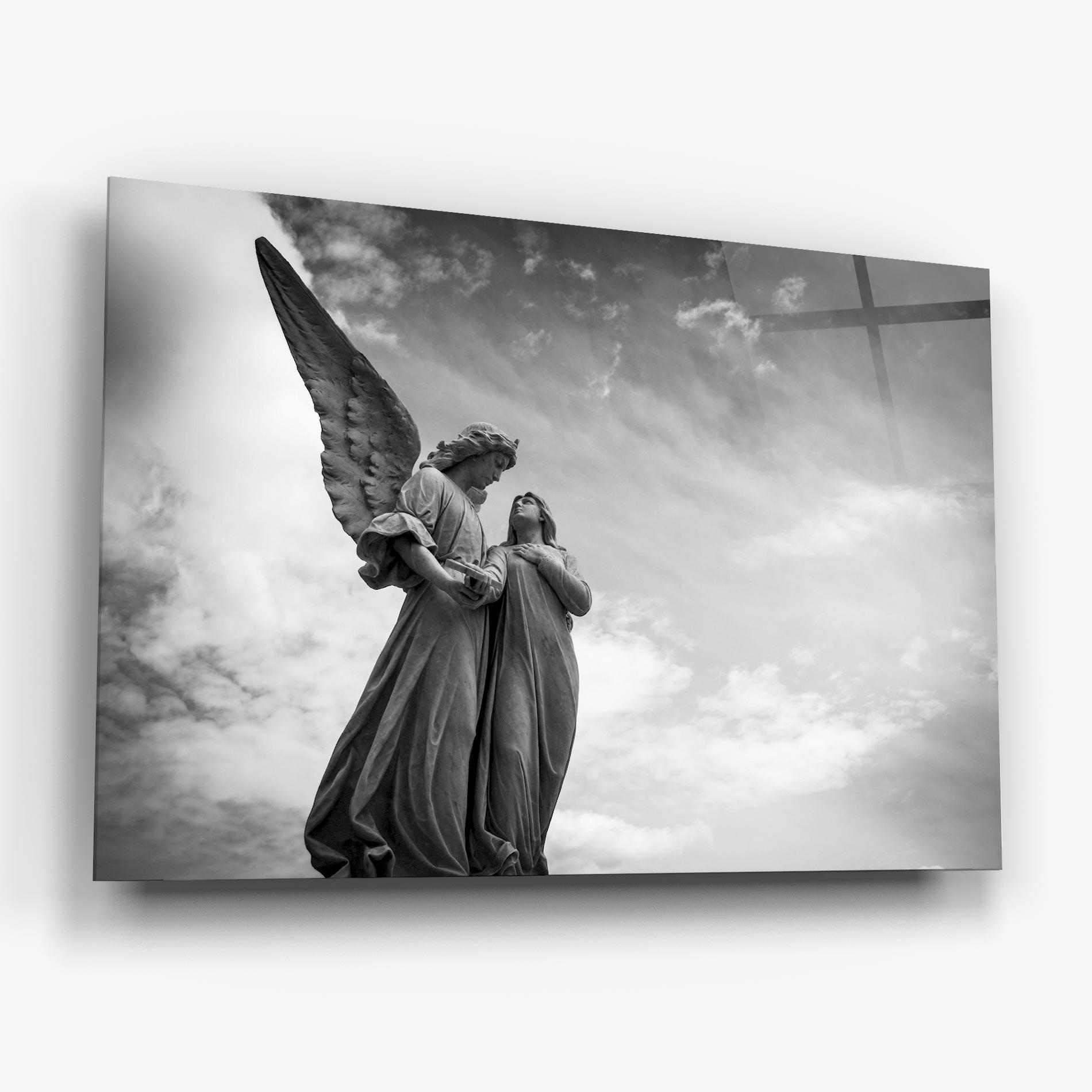 Glasbild Grey Stone Angels mockup 6