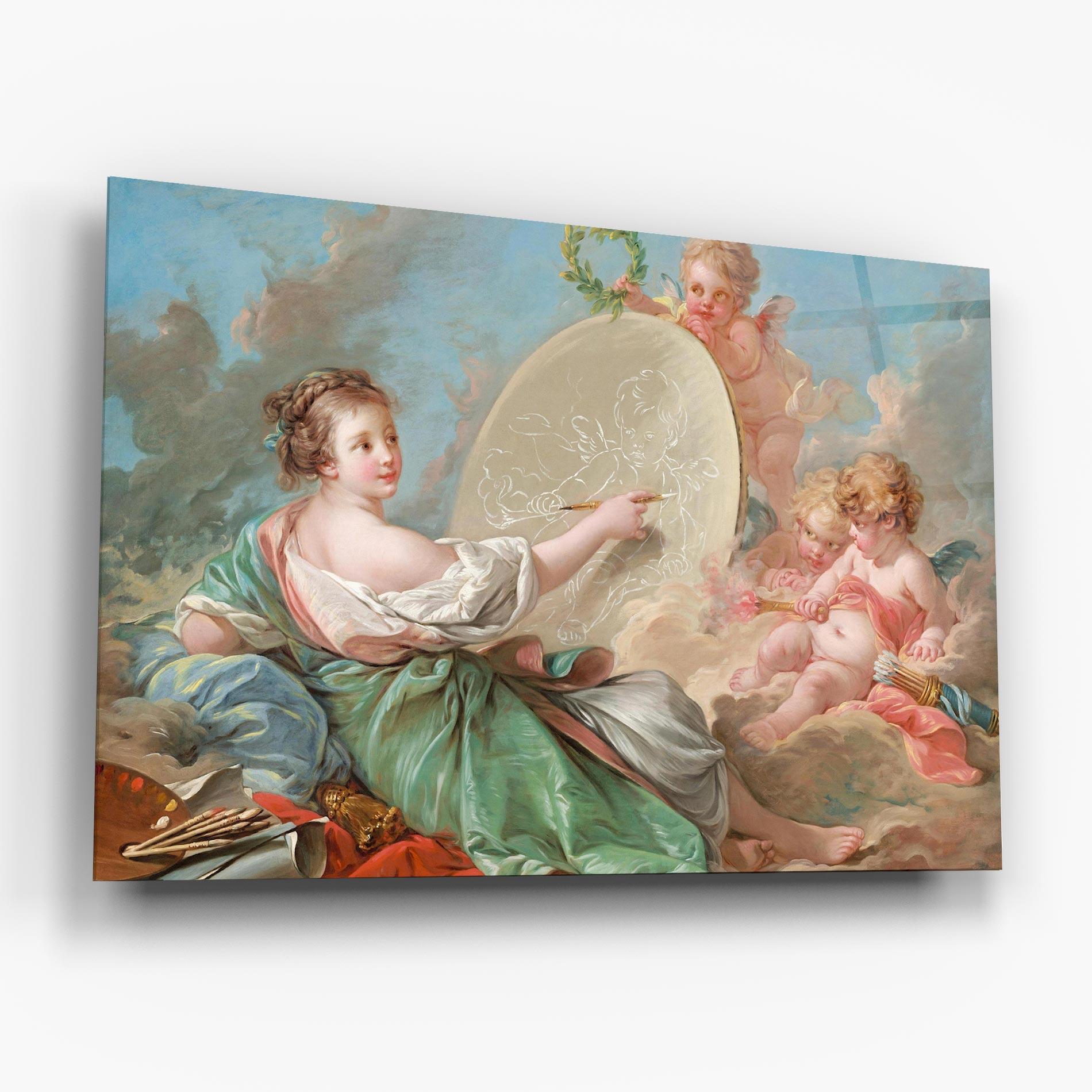 Glasbild Painting Cute Angels mockup 6