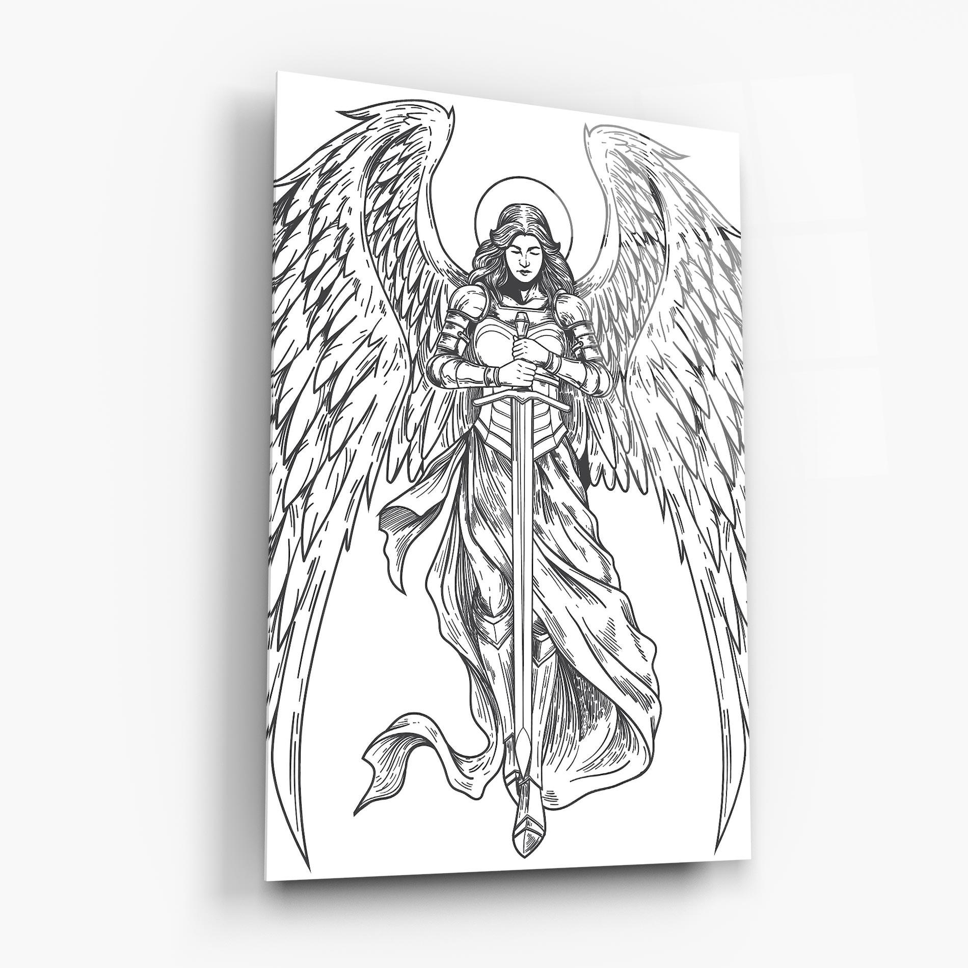 Glasbild Grey Line Angel mockup 6