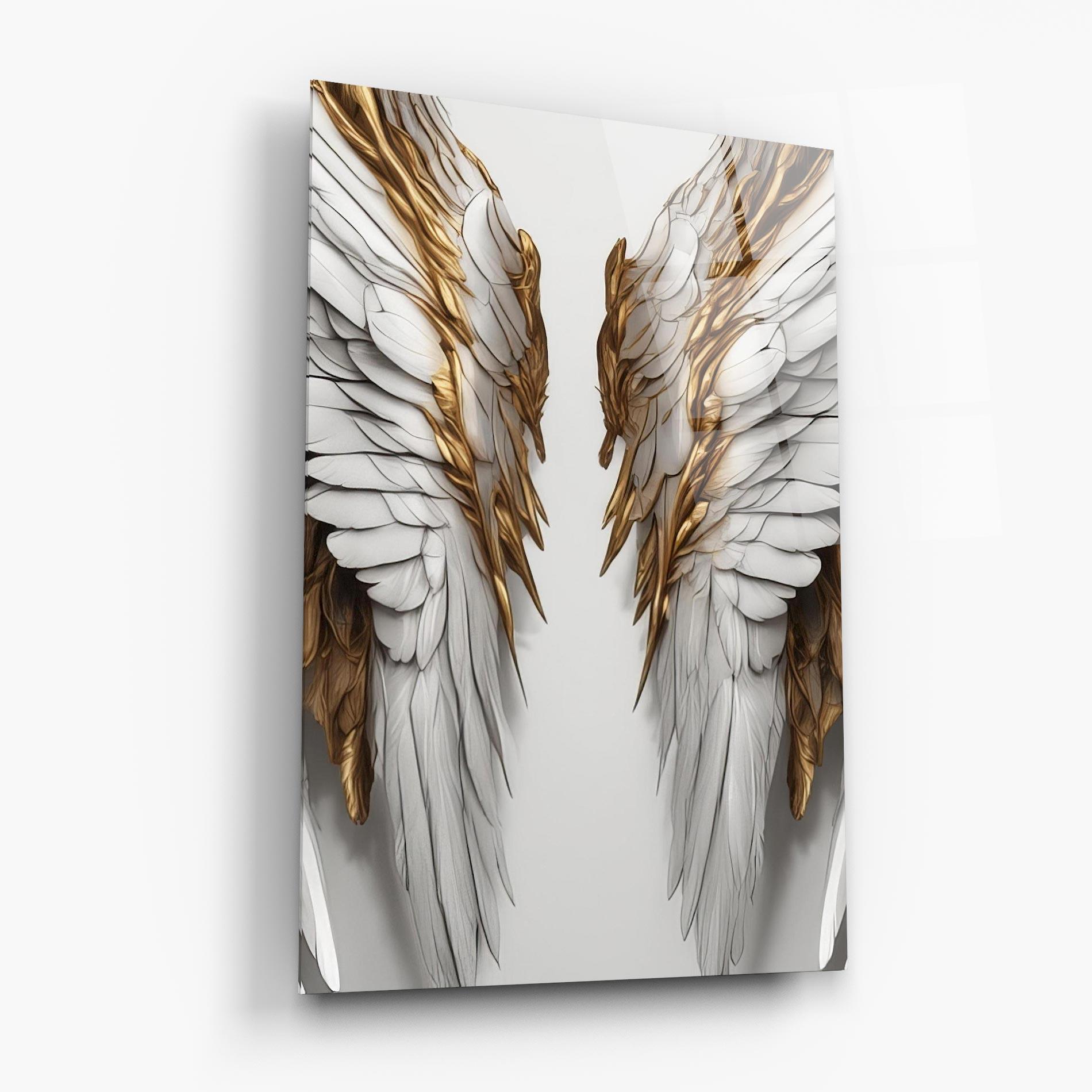 Glasbild Realistic Gold Angel Wings mockup 6