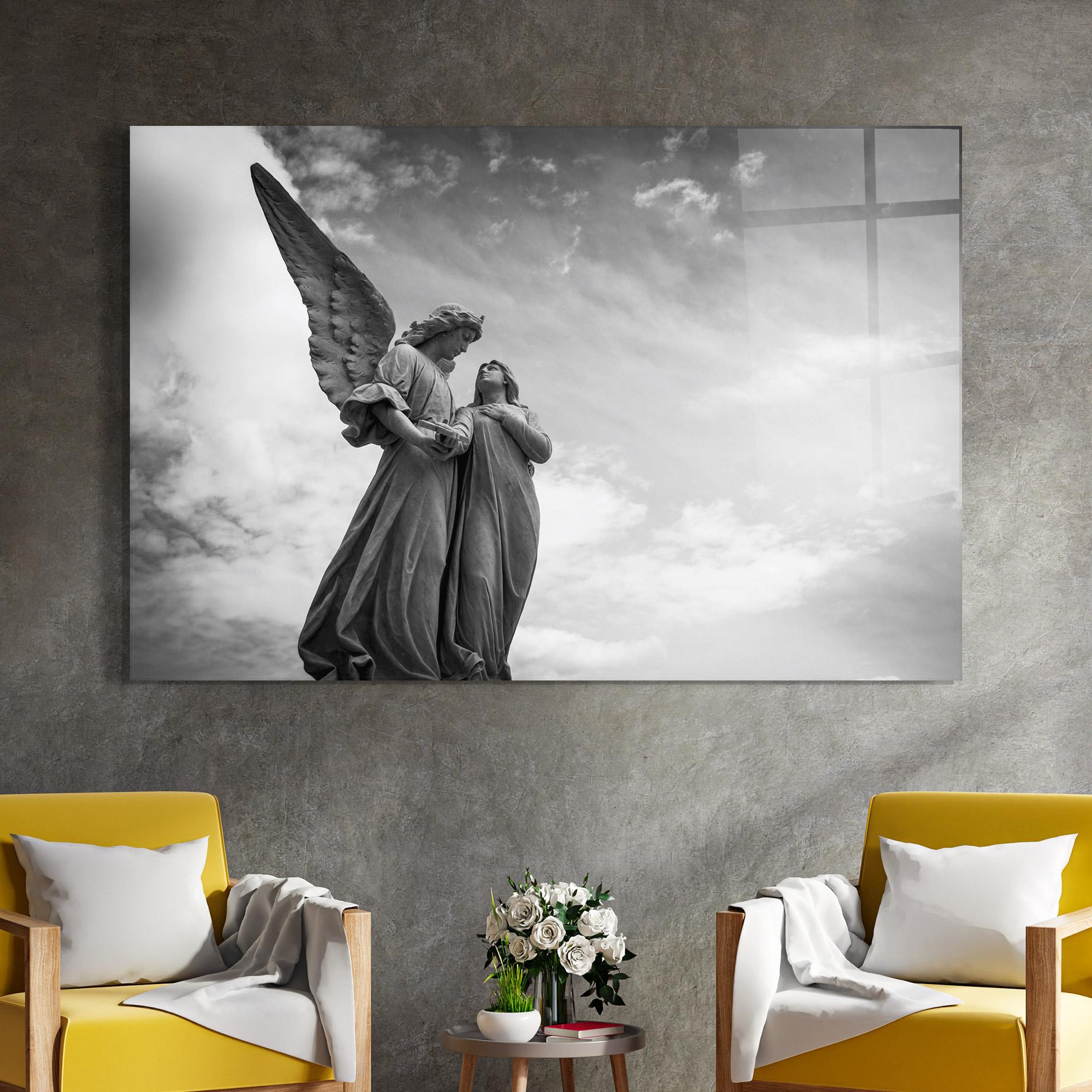 Glasbild Grey Stone Angels mockup 4