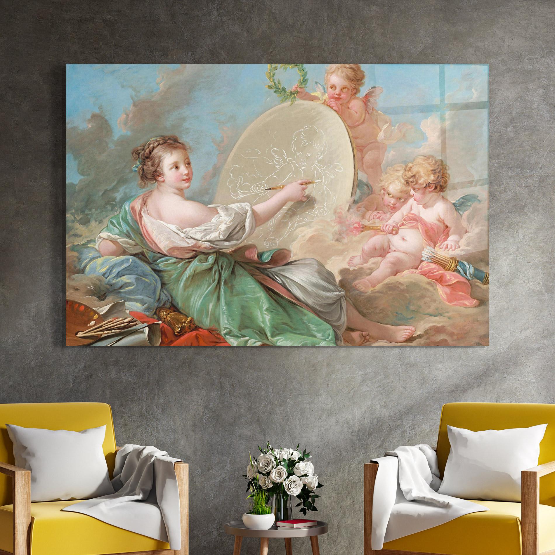 Glasbild Painting Cute Angels mockup 4