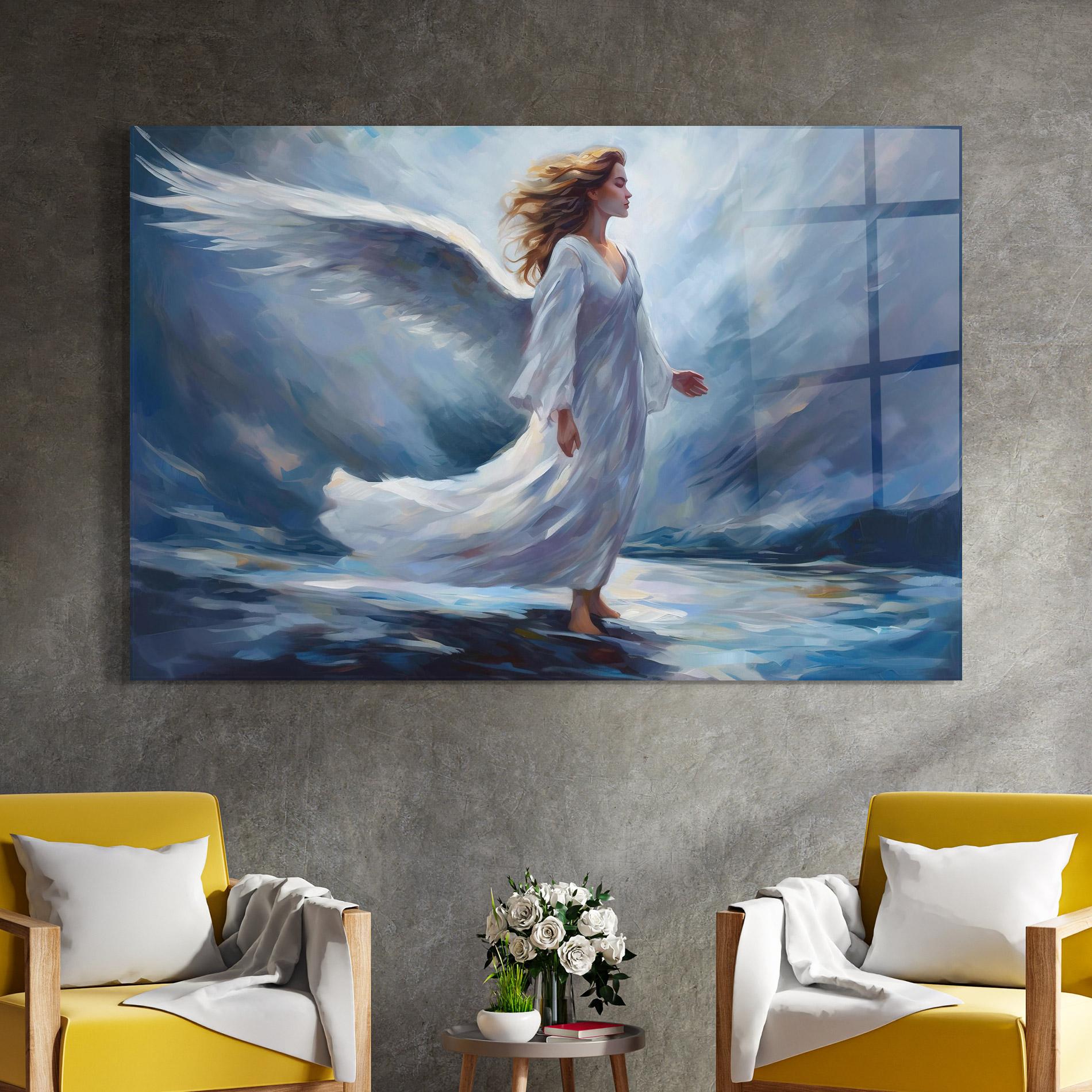 Glasbild Wind Angel Woman mockup 4
