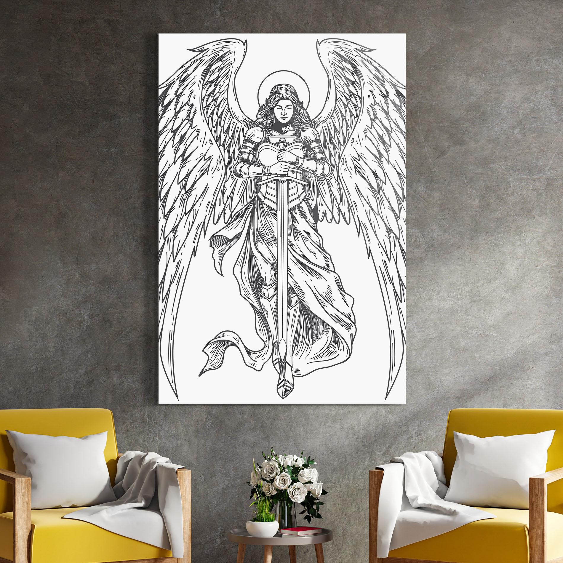 Glasbild Grey Line Angel mockup 4