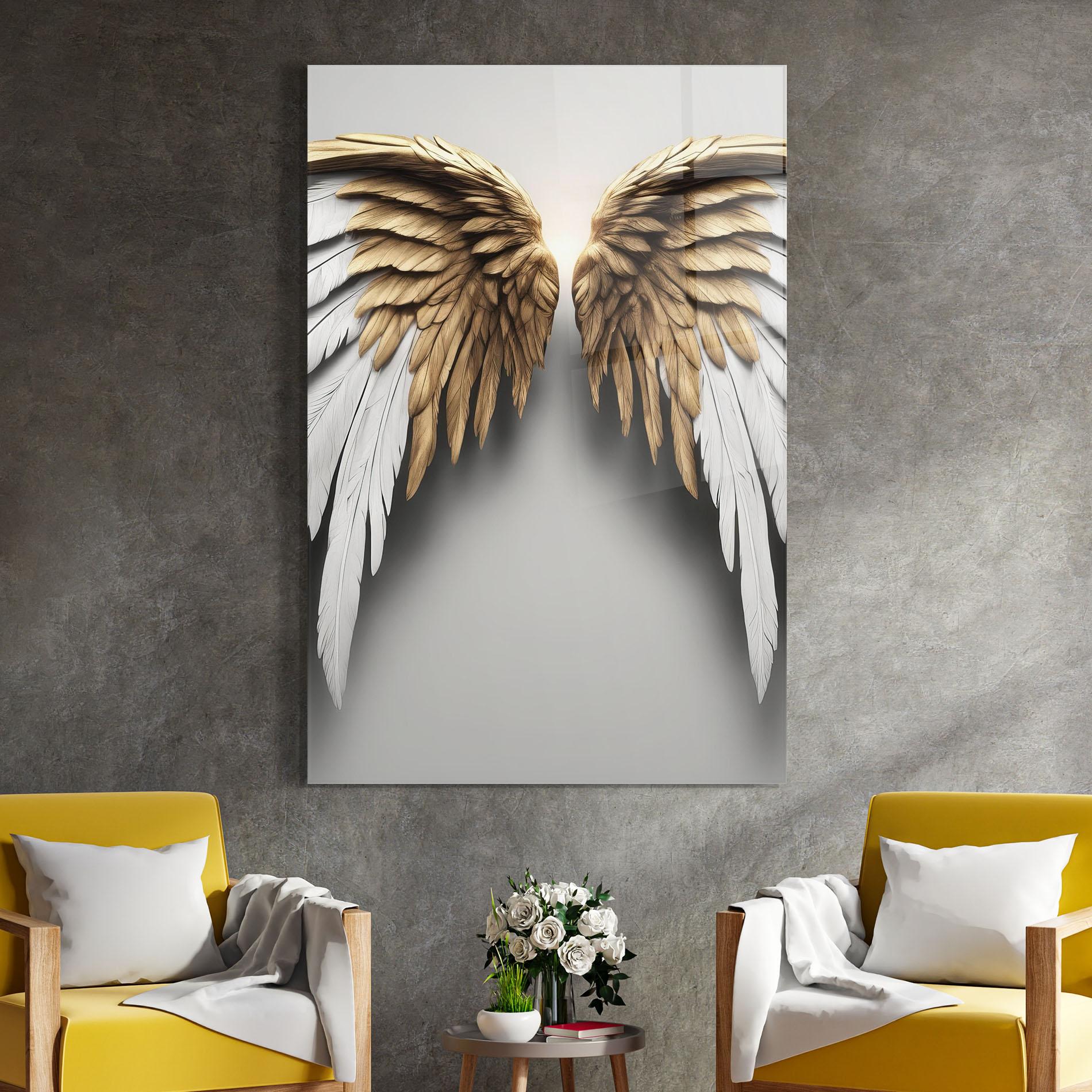 Glasbild Realistic Angel Wings mockup 4