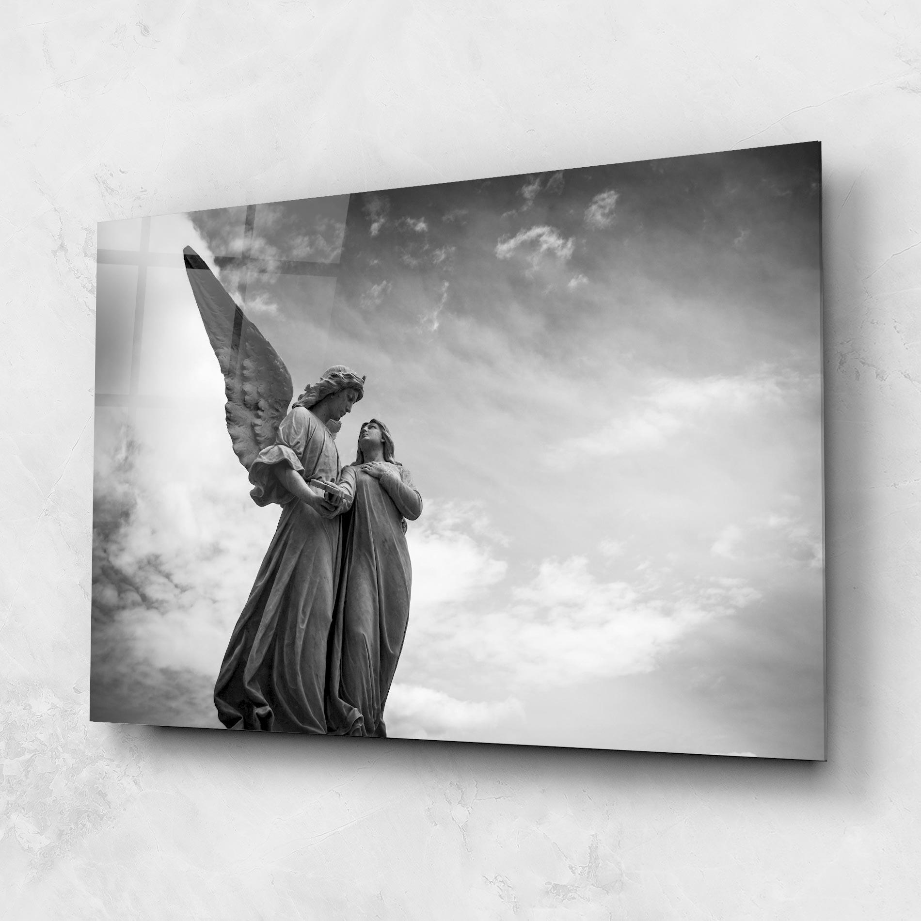 Glasbild Grey Stone Angels mockup 1
