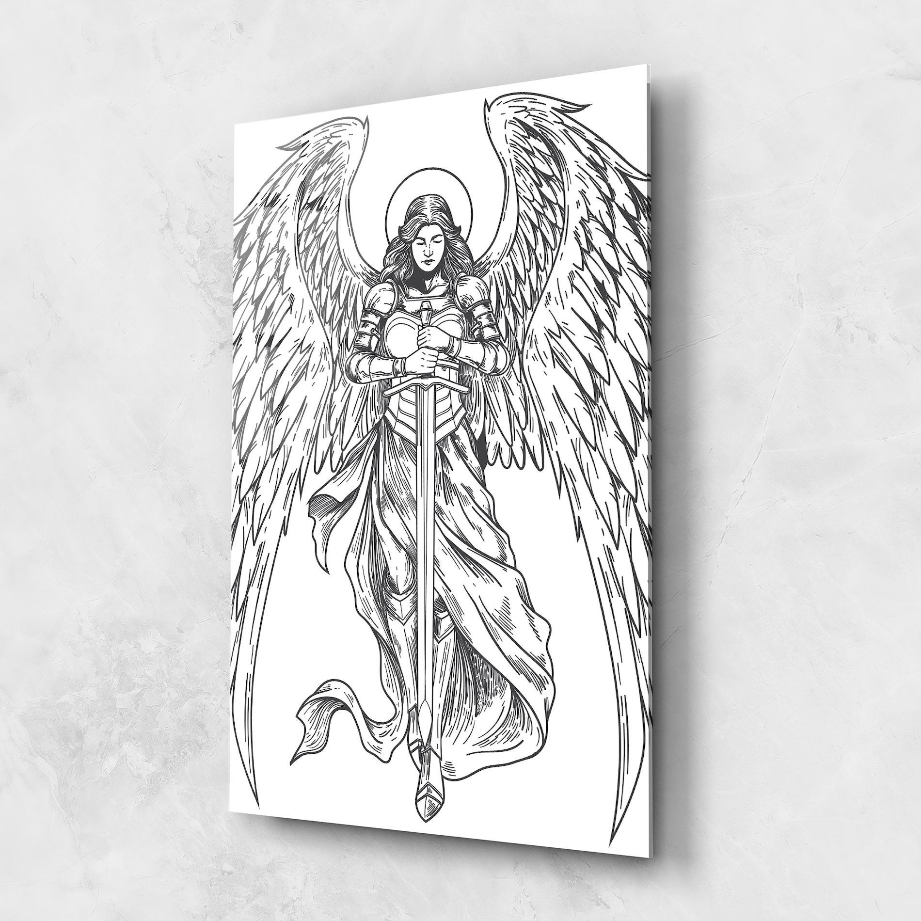 Glasbild Grey Line Angel mockup 1