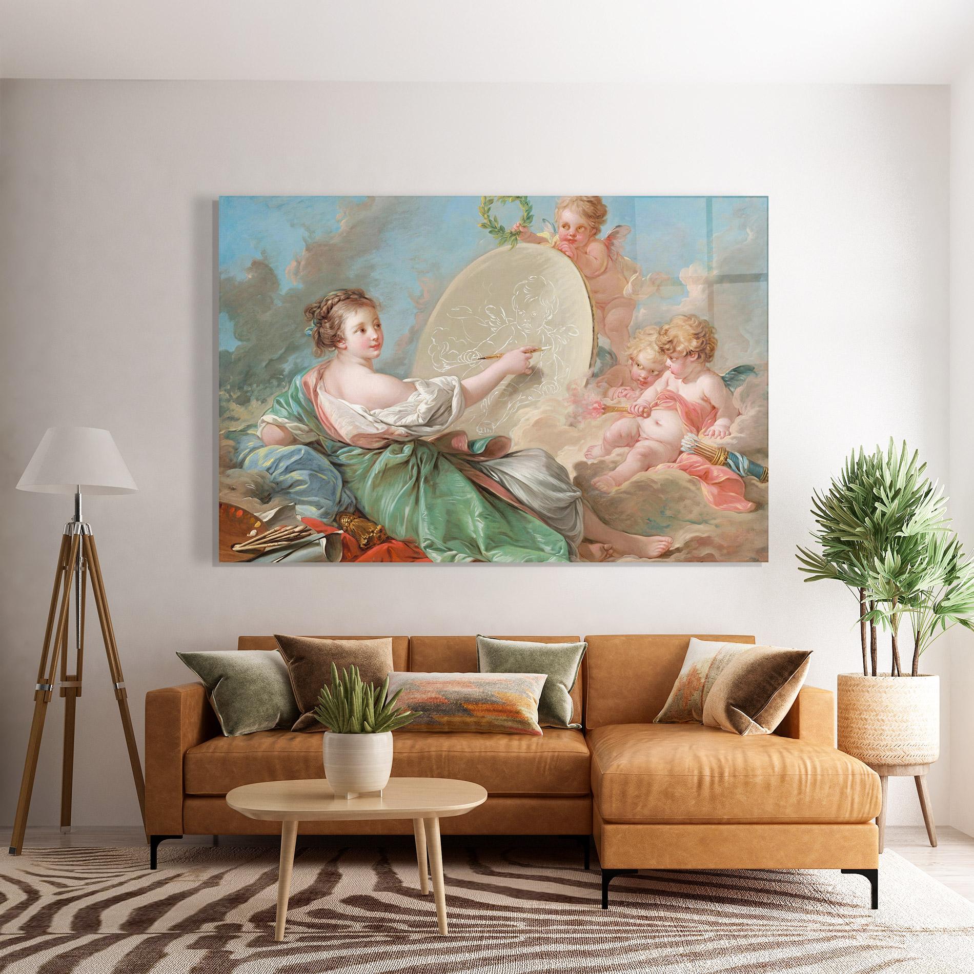 Glasbild Painting Cute Angels mockup 7