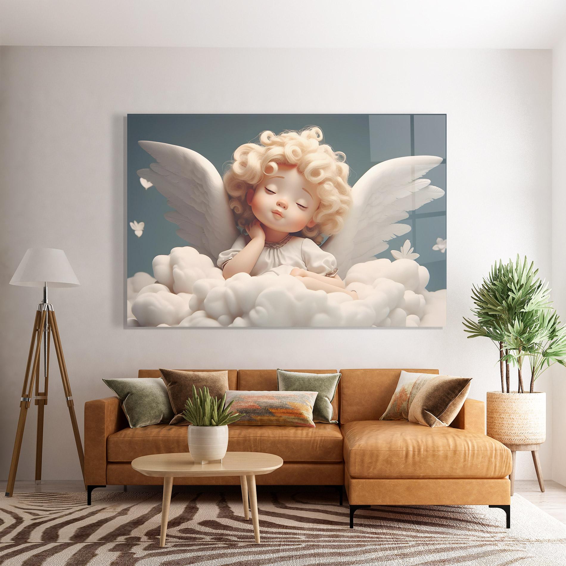 Glasbild Statue Baby Angel mockup 7