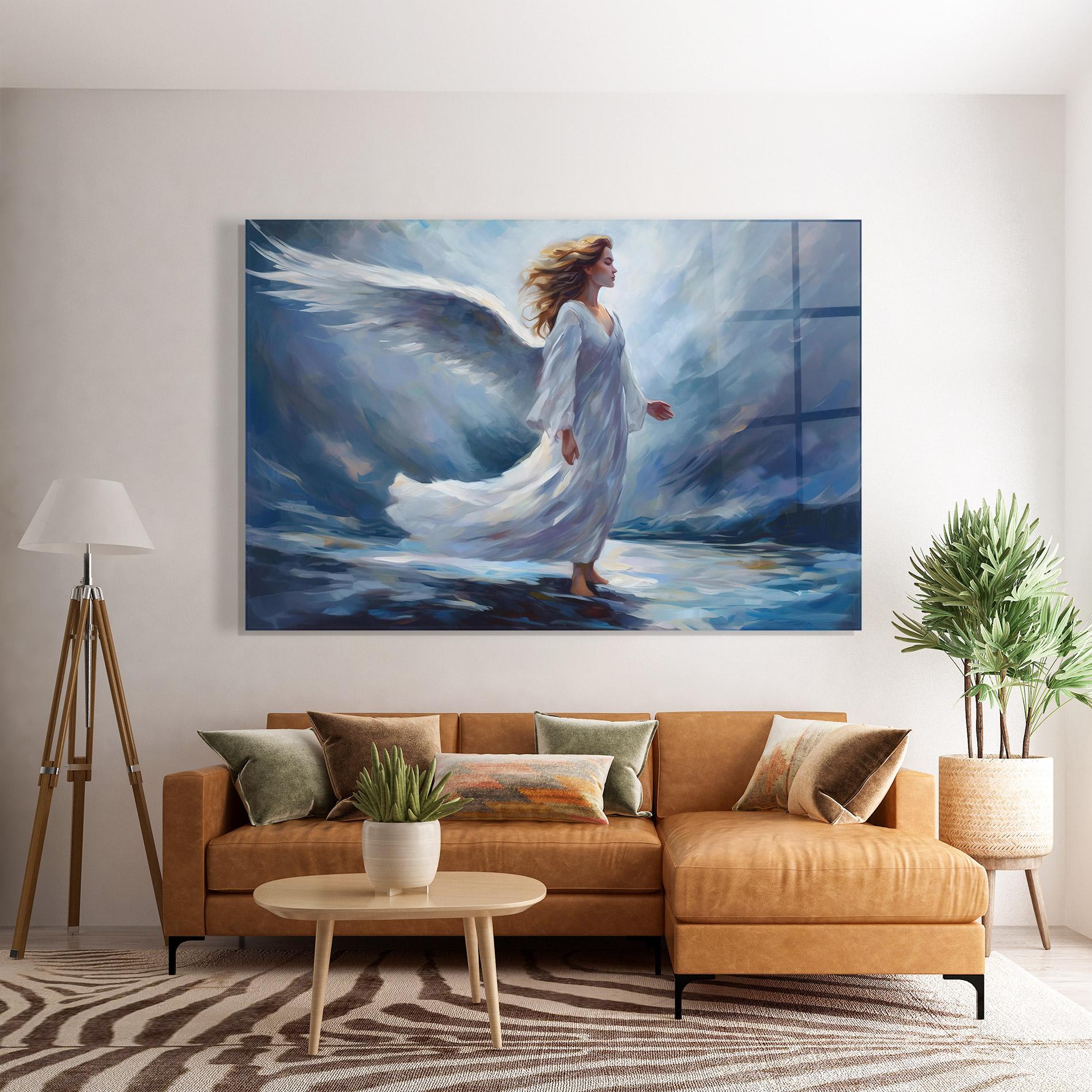Glasbild Wind Angel Woman mockup 7