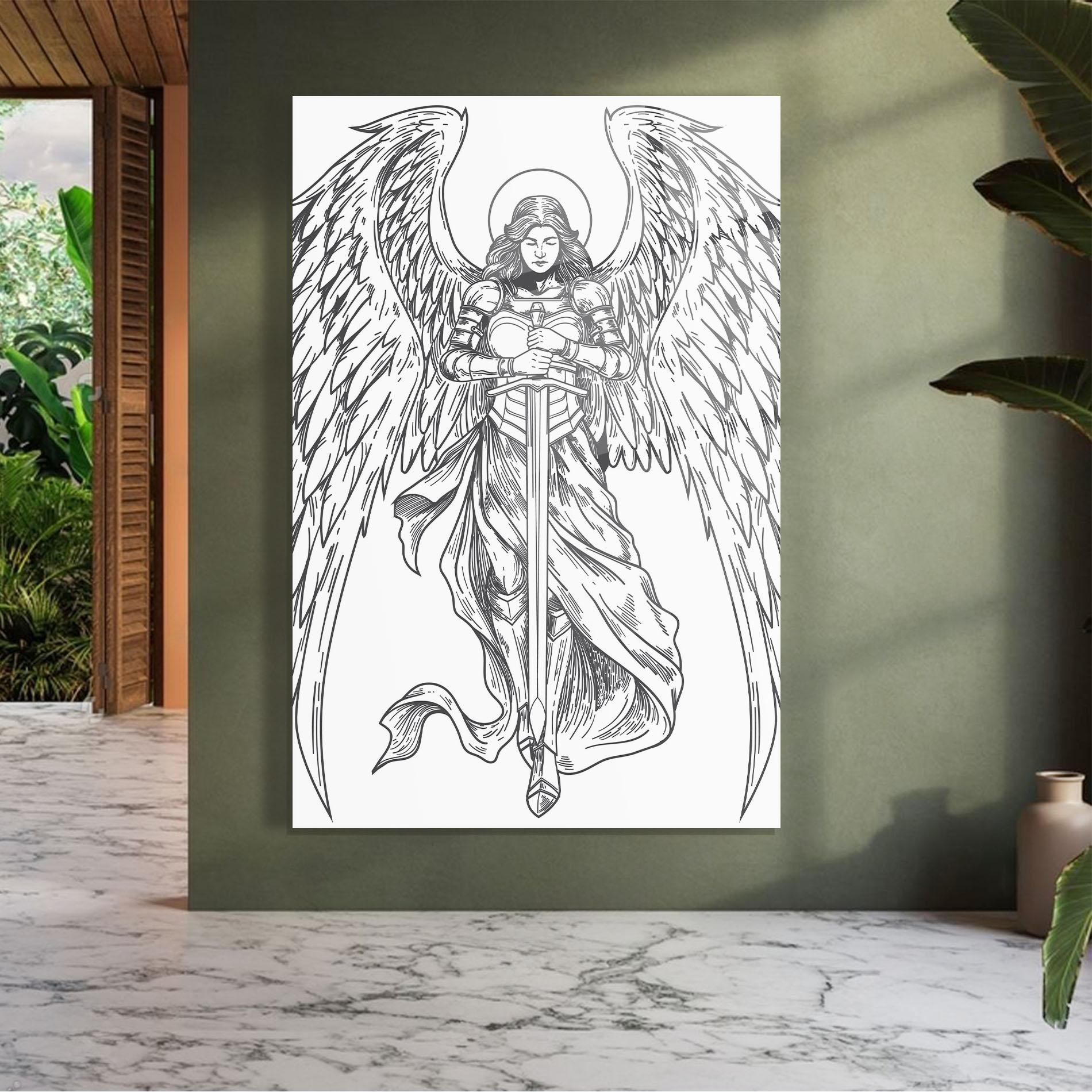 Glasbild Grey Line Angel mockup 7