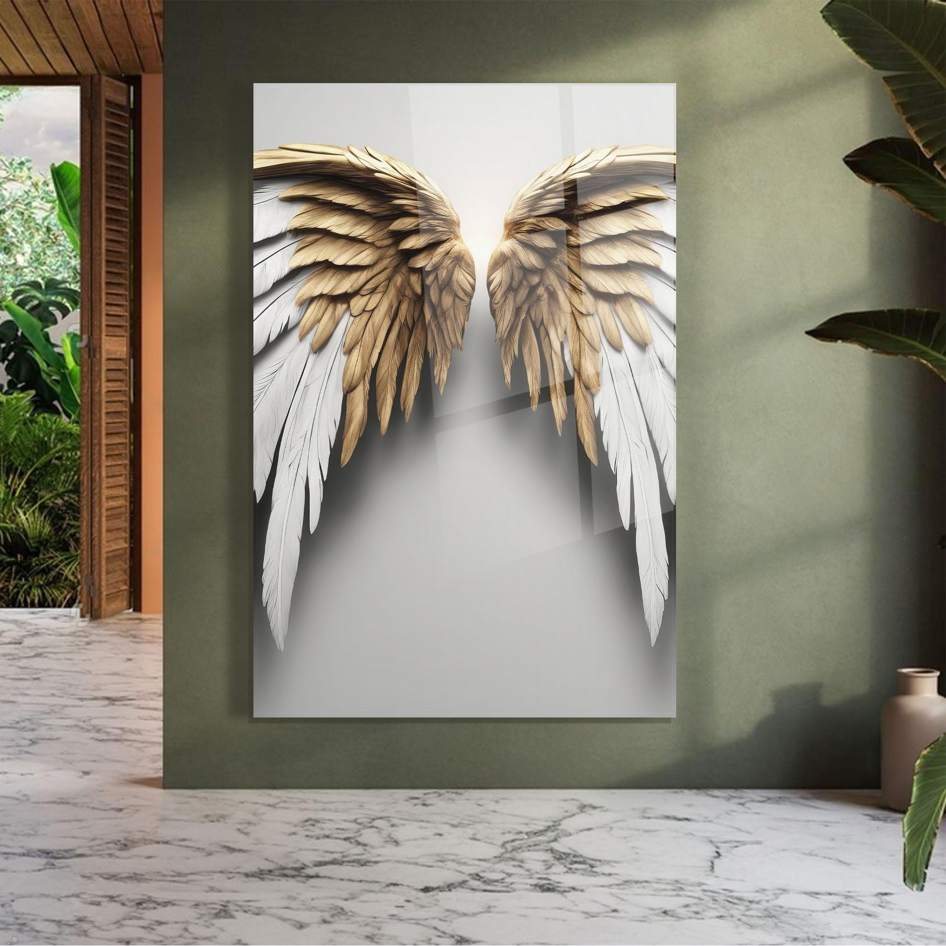 Glasbild Realistic Angel Wings mockup 7