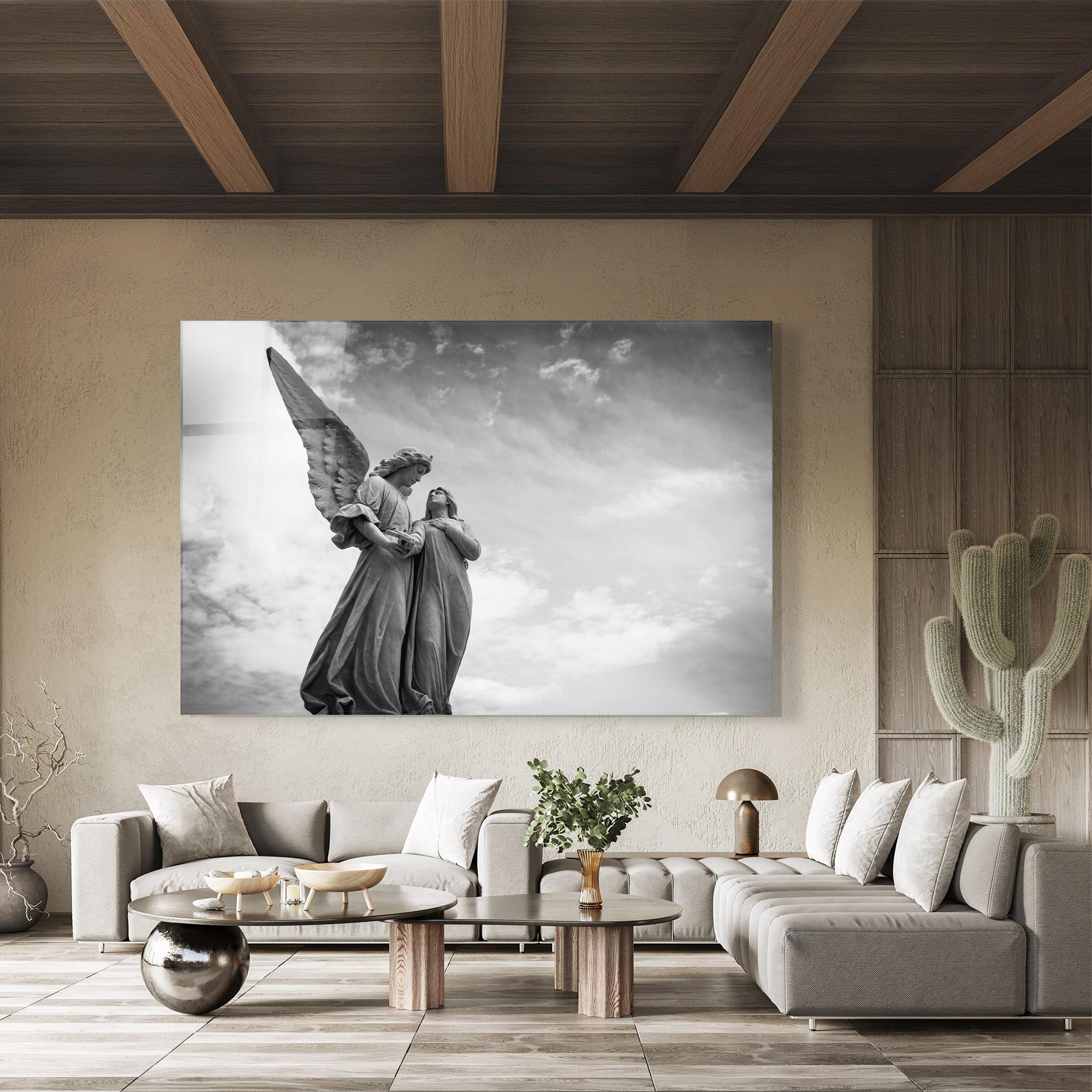Glasbild Grey Stone Angels mockup 8